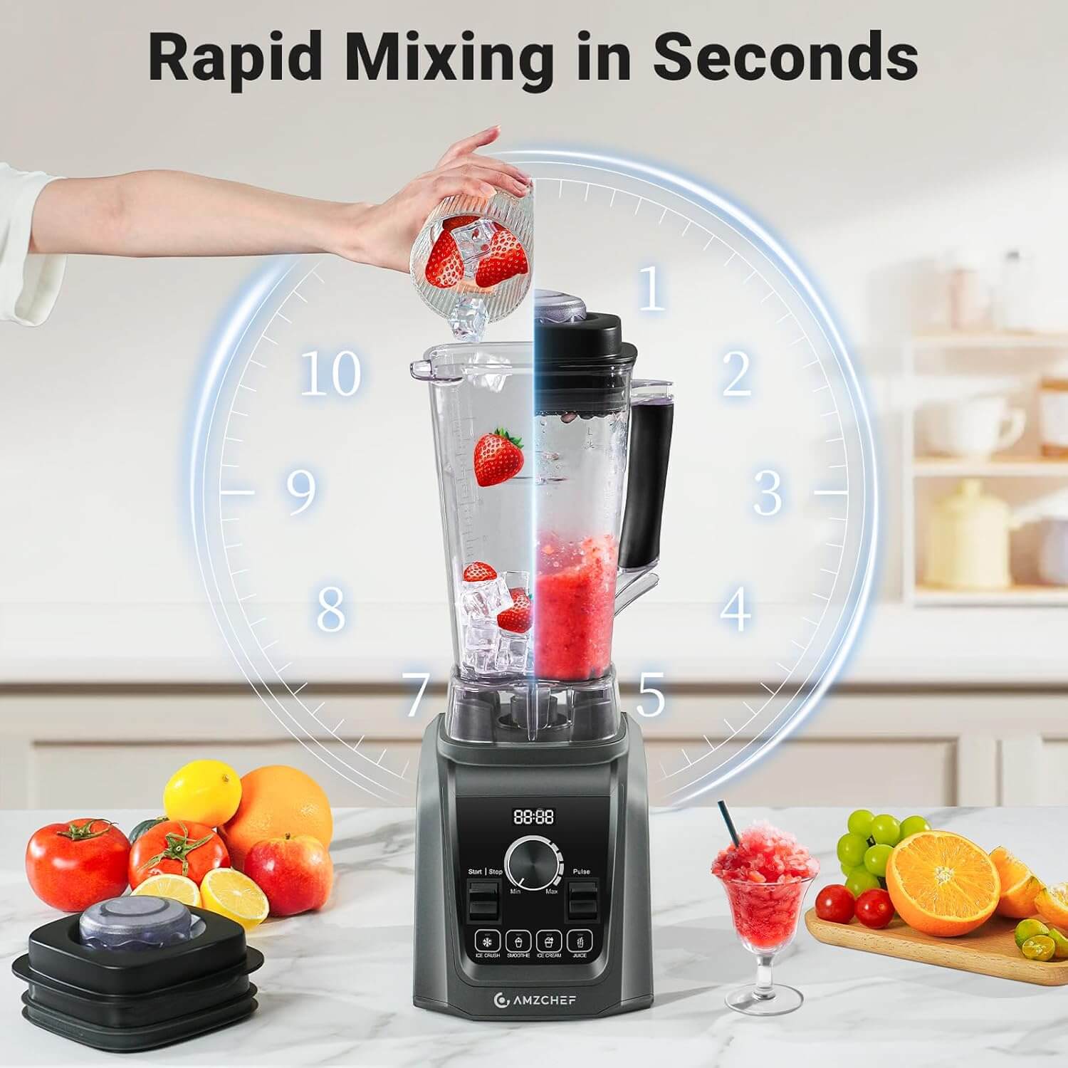 Amzchef 1200W Blenders 68 oz. Pitcher with 4 Preset Menus