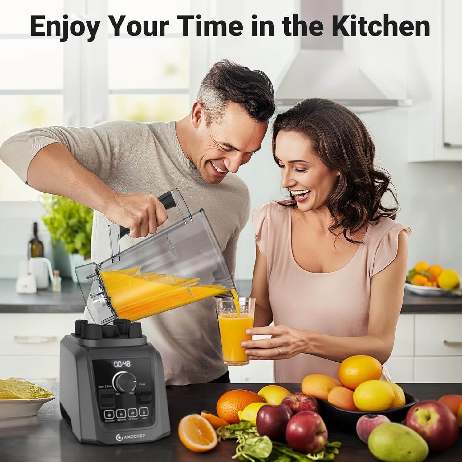 Amzchef 1200W Blenders 68 oz. Pitcher with 4 Preset Menus