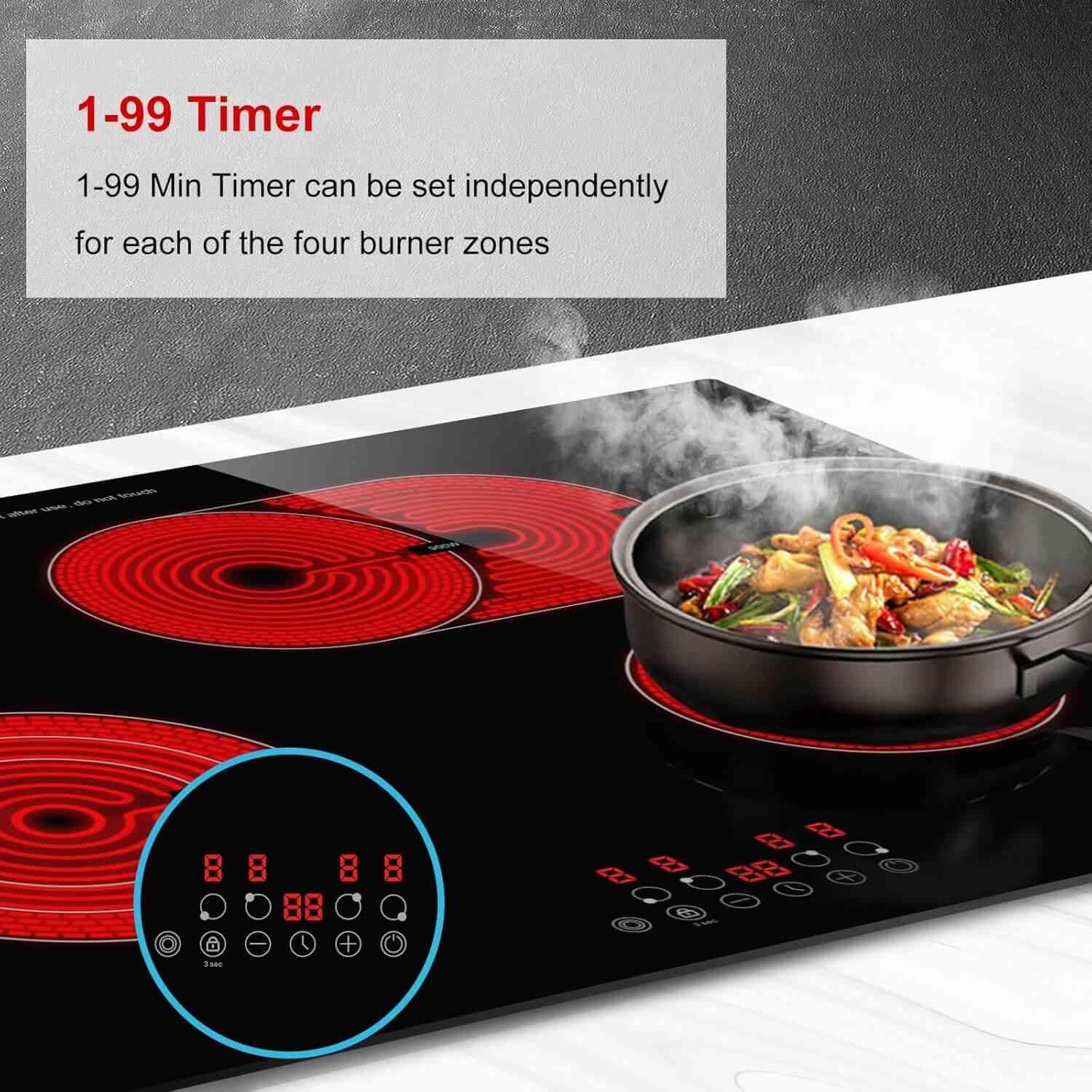 AMZCHEF Induction Range 30 Inch Built-in Countertop with 4 Burners 6700W