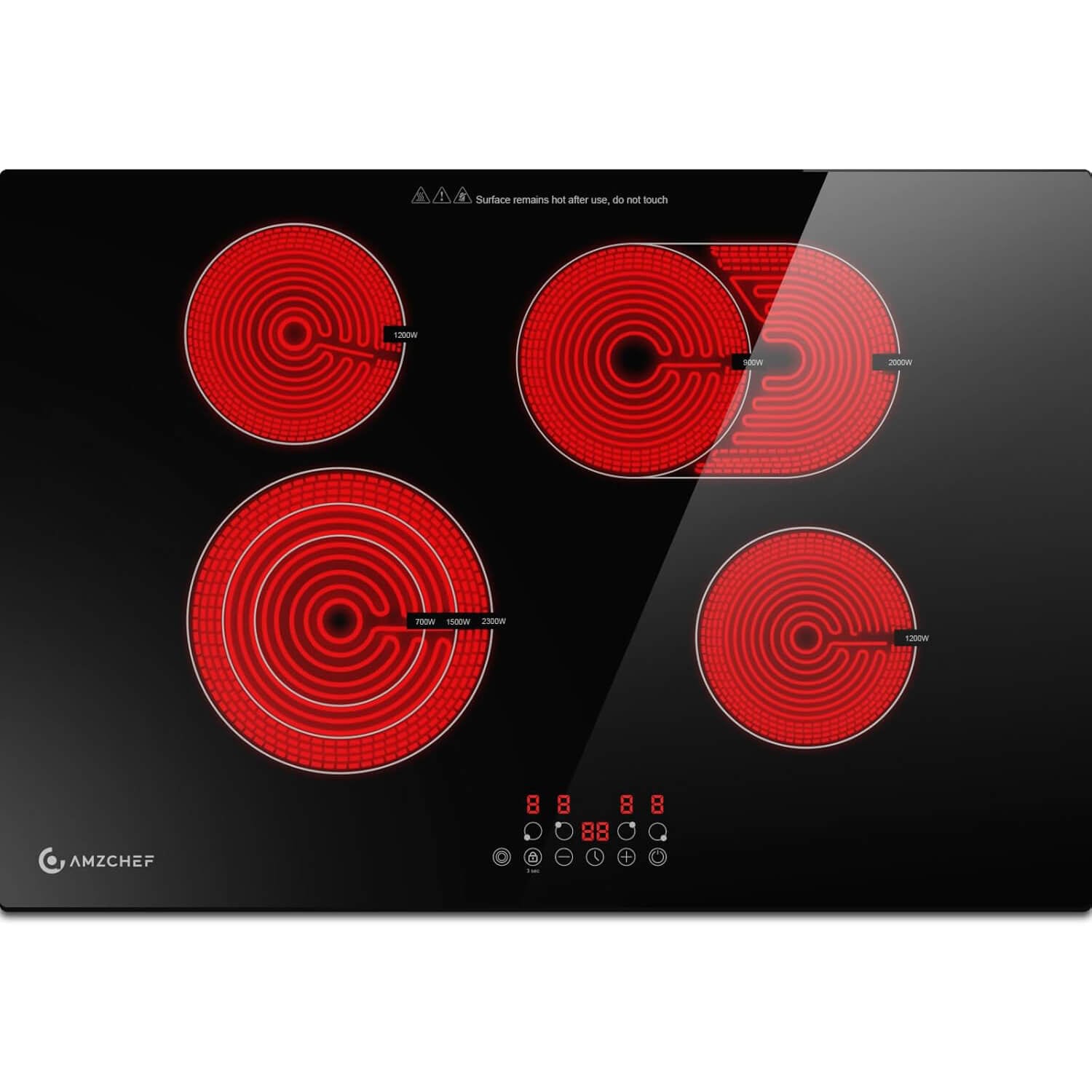 AMZCHEF Induction Range 30 Inch Built-in Countertop with 4 Burners 6700W