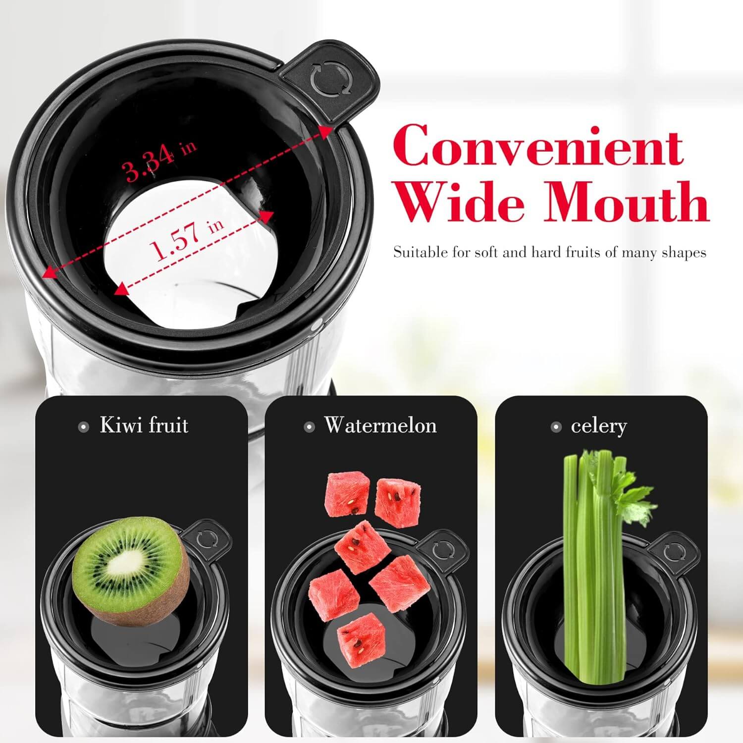 AMZCHEF Compact Slow Masticating Juicer 3" Wide Chute Black