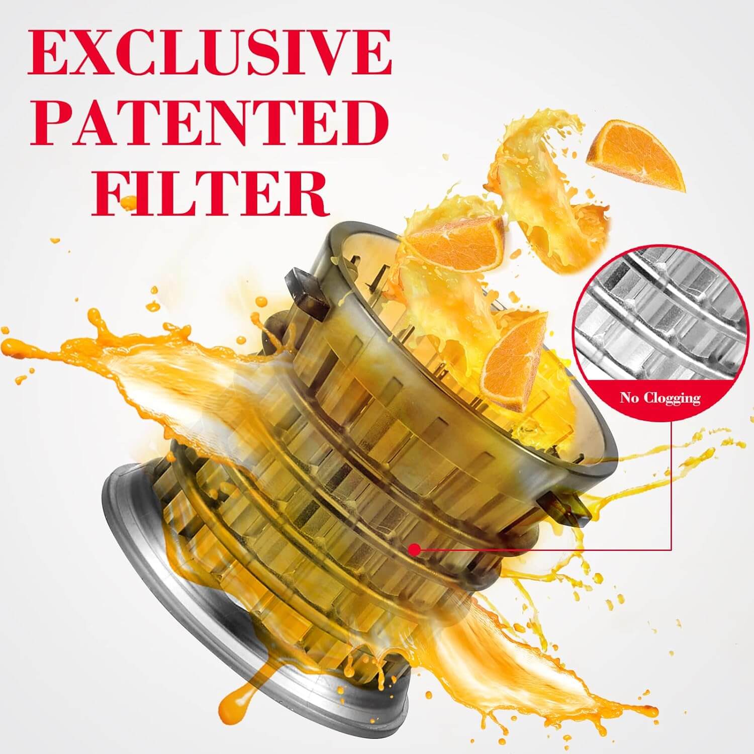 AMZCHEF Compact Slow Masticating Juicer 3" Wide Chute Black