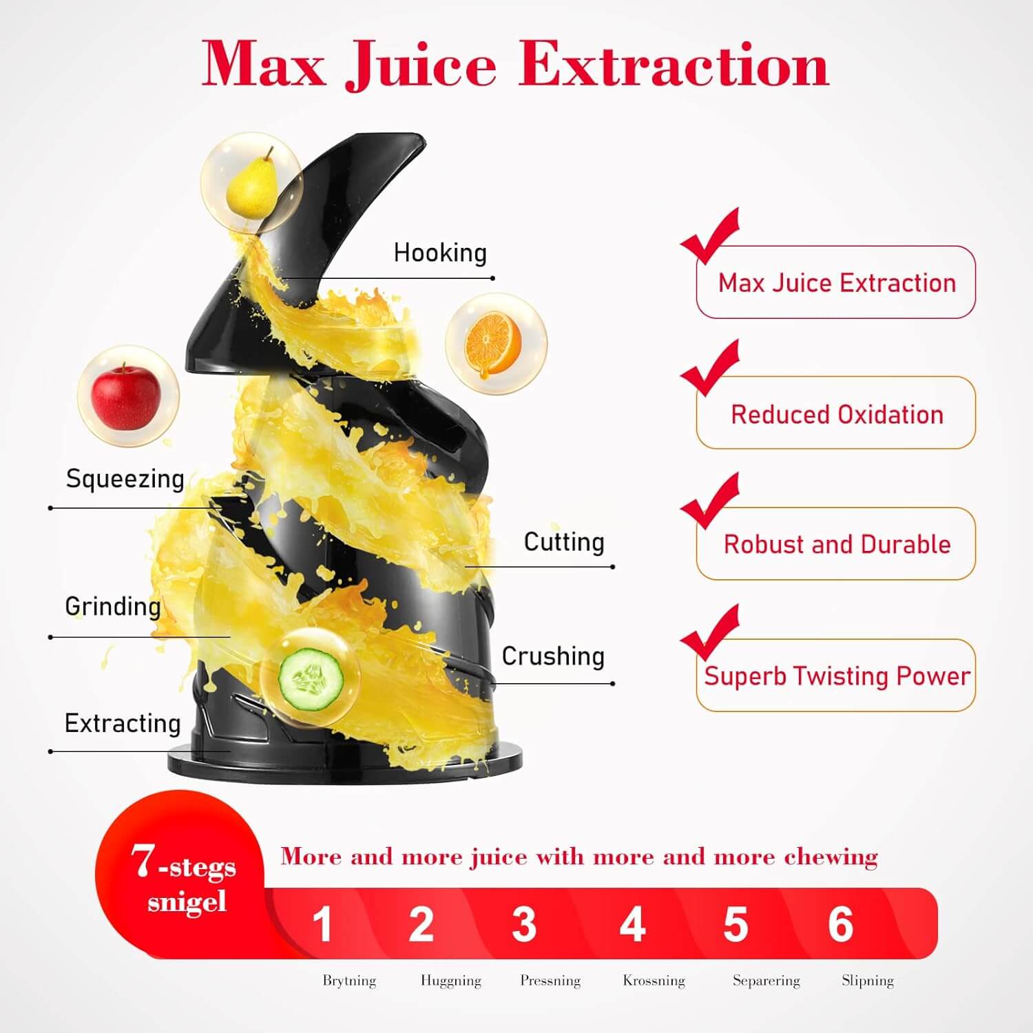 AMZCHEF Compact Slow Masticating Juicer 3" Wide Chute Black