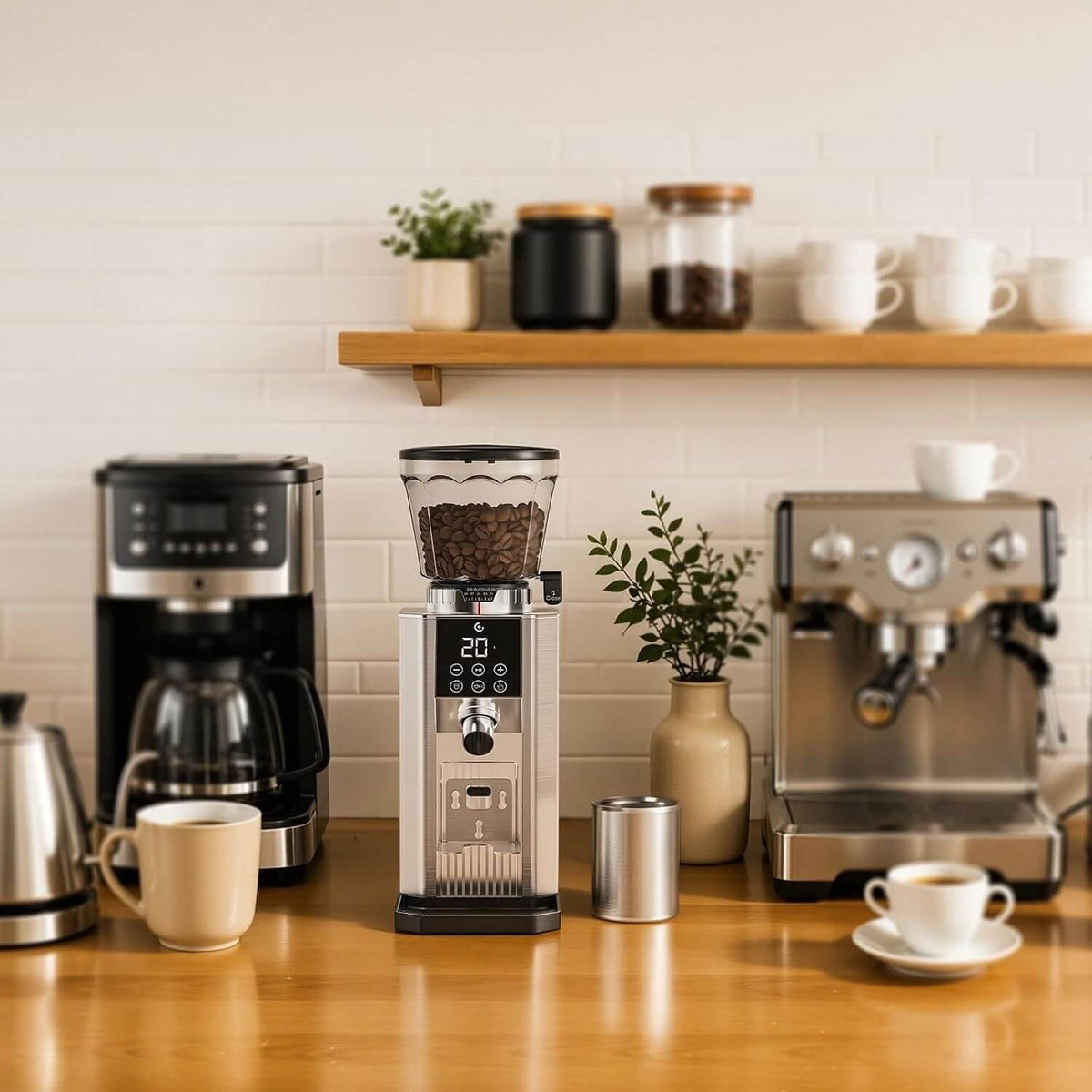 AMZCHEF Conical Burr Coffee Grinder 45 Settings Low Mess