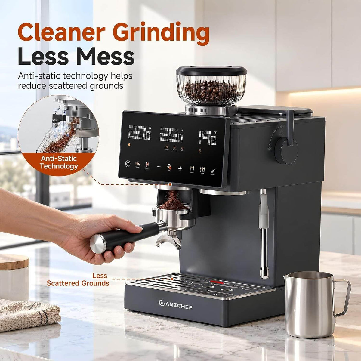 AMZCHEF Espresso Machine with Milk Frother