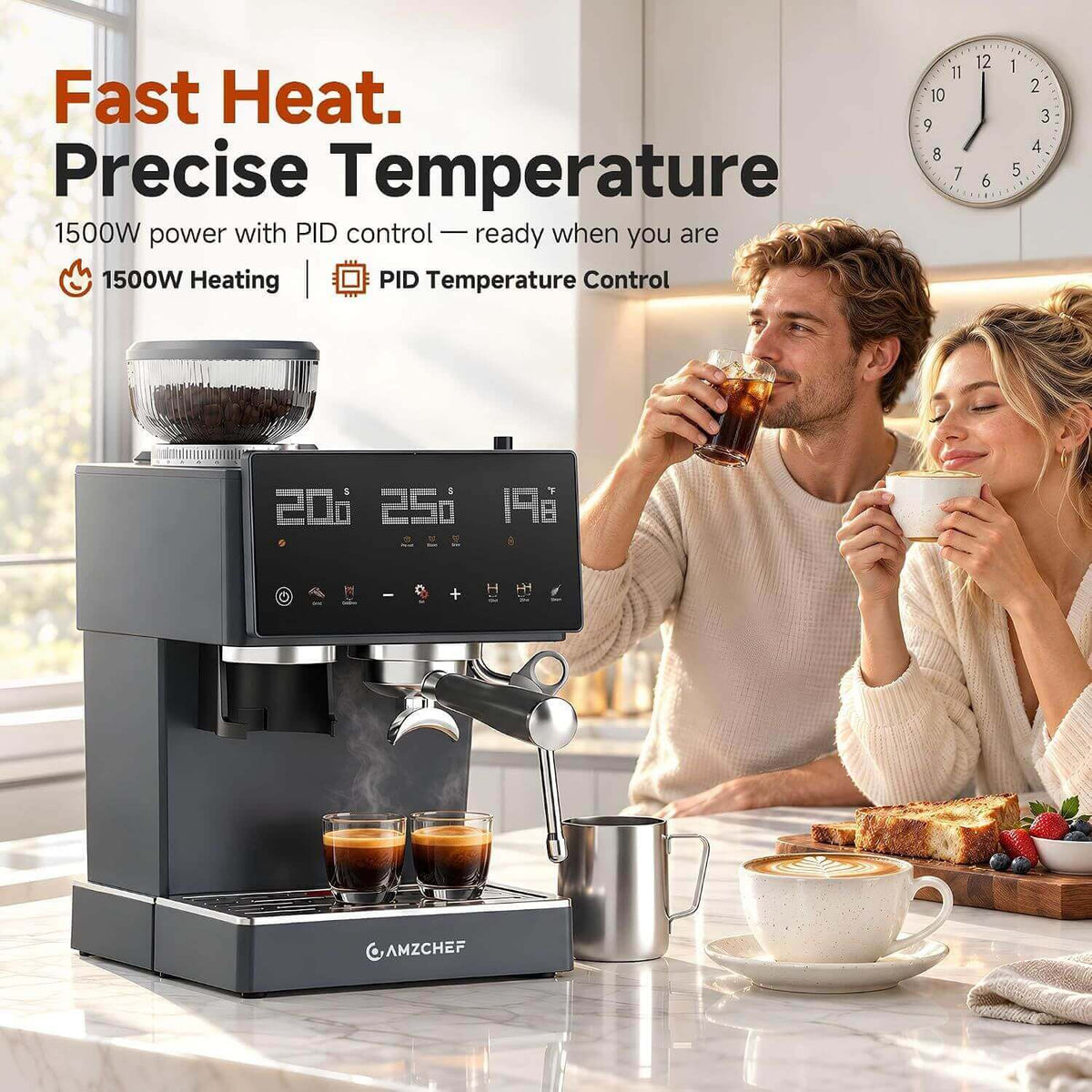 AMZCHEF Espresso Machine with Touch Screen