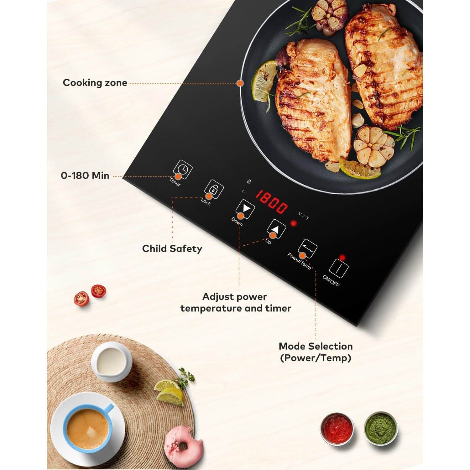 AMZCHEF Induction Cooktop Portable 1800W for RV