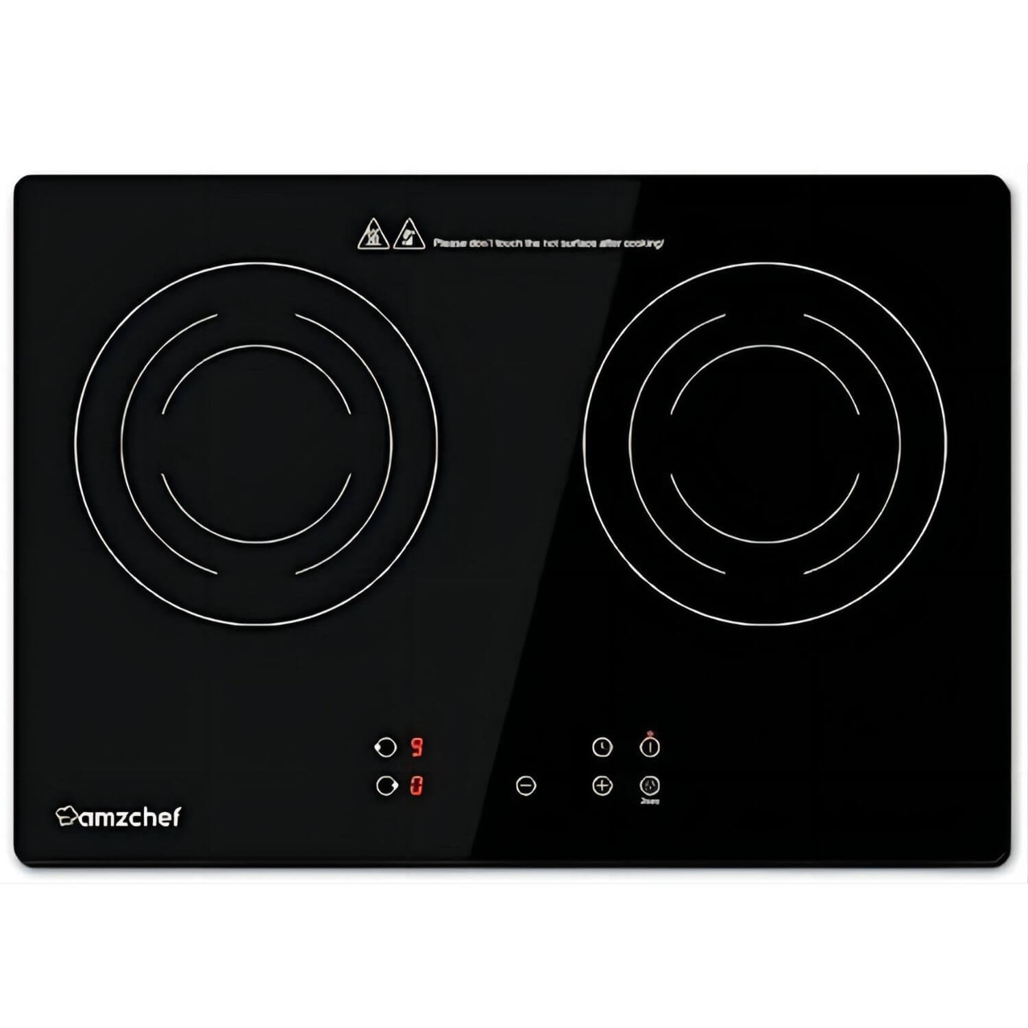 AMZCHEF 12-Inch 2-Burner Electric Cooktop - 1800W, Knob Control, Plug-In 110V For Countertop Or Built-In