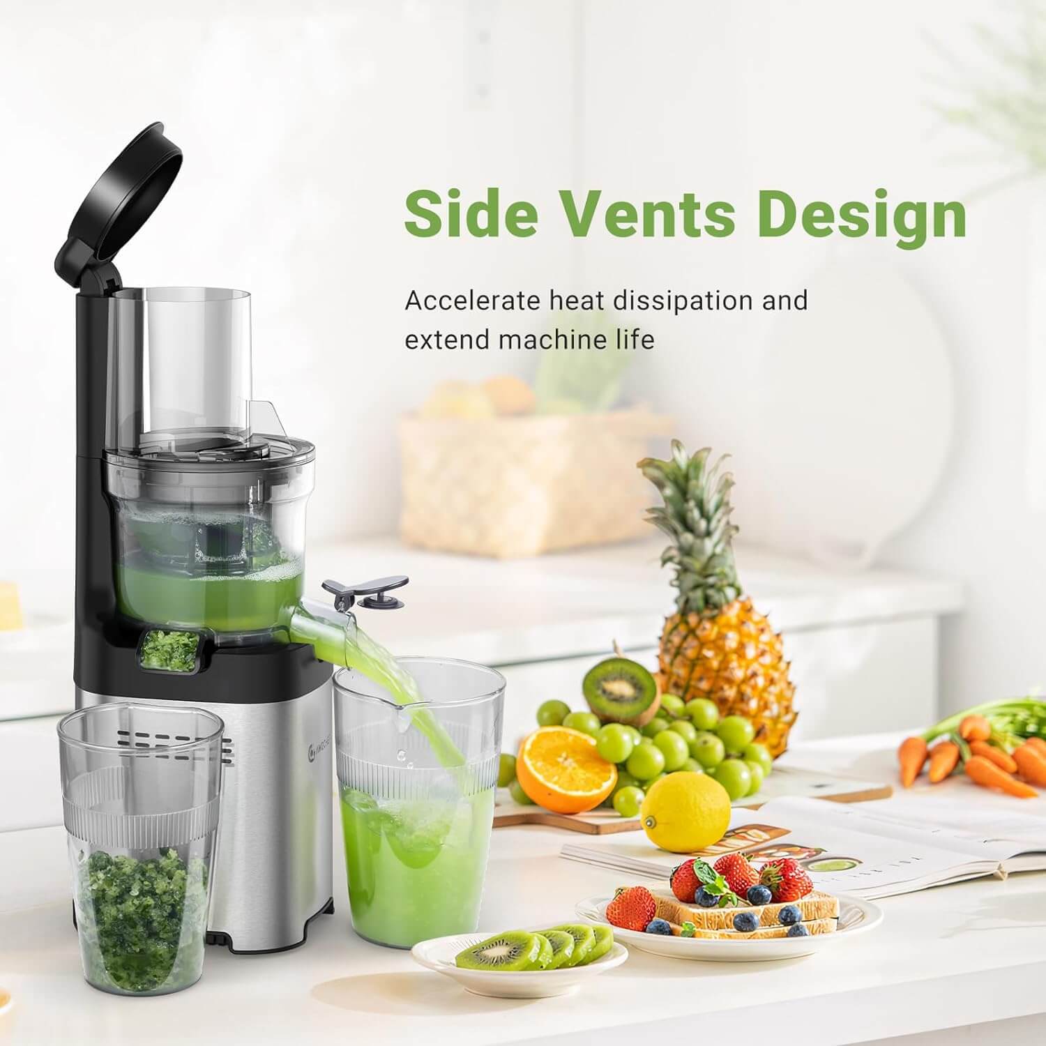 Amzchf Juicer Machine with Large Feed Chute 3.1" for Whole Fruits