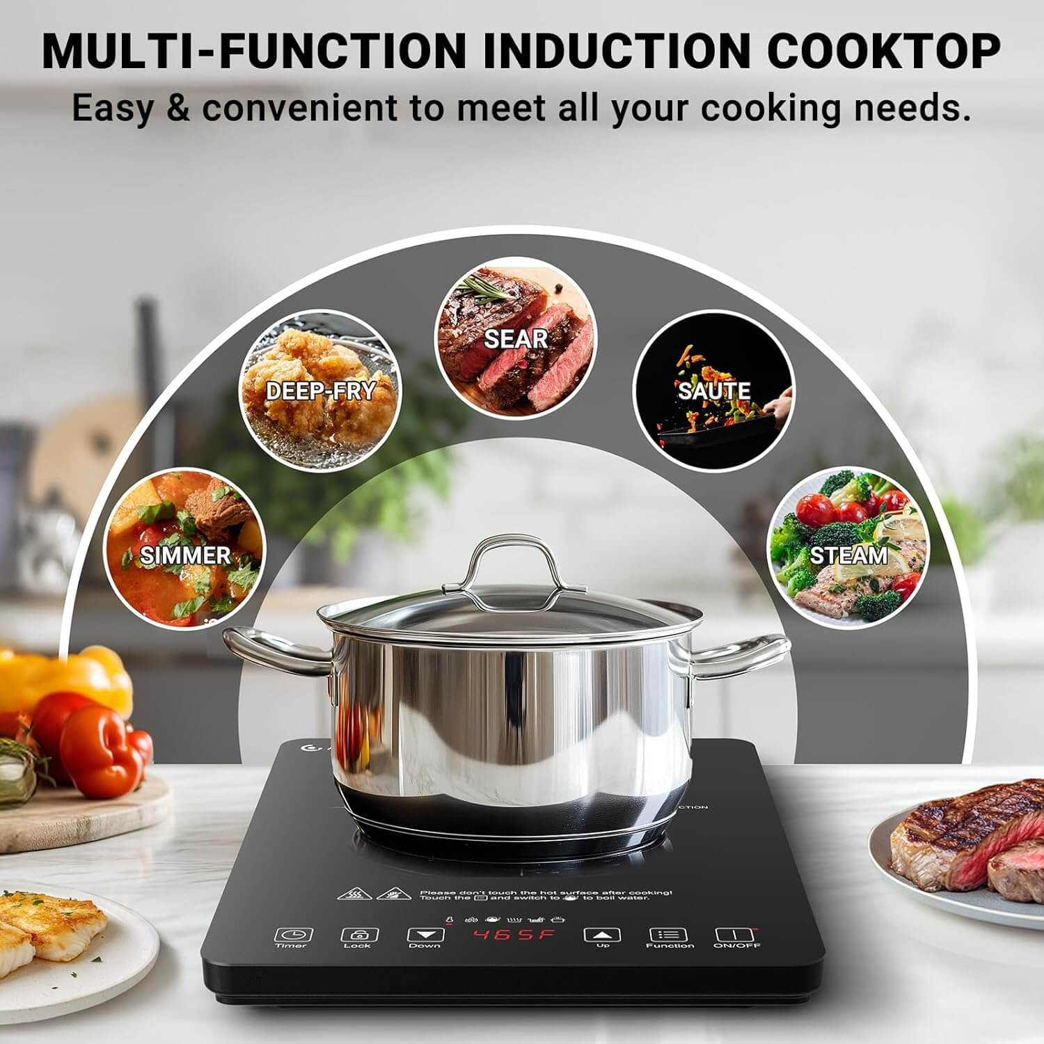 AMZCHEF Portable Induction Cooktop 20 Power Levels