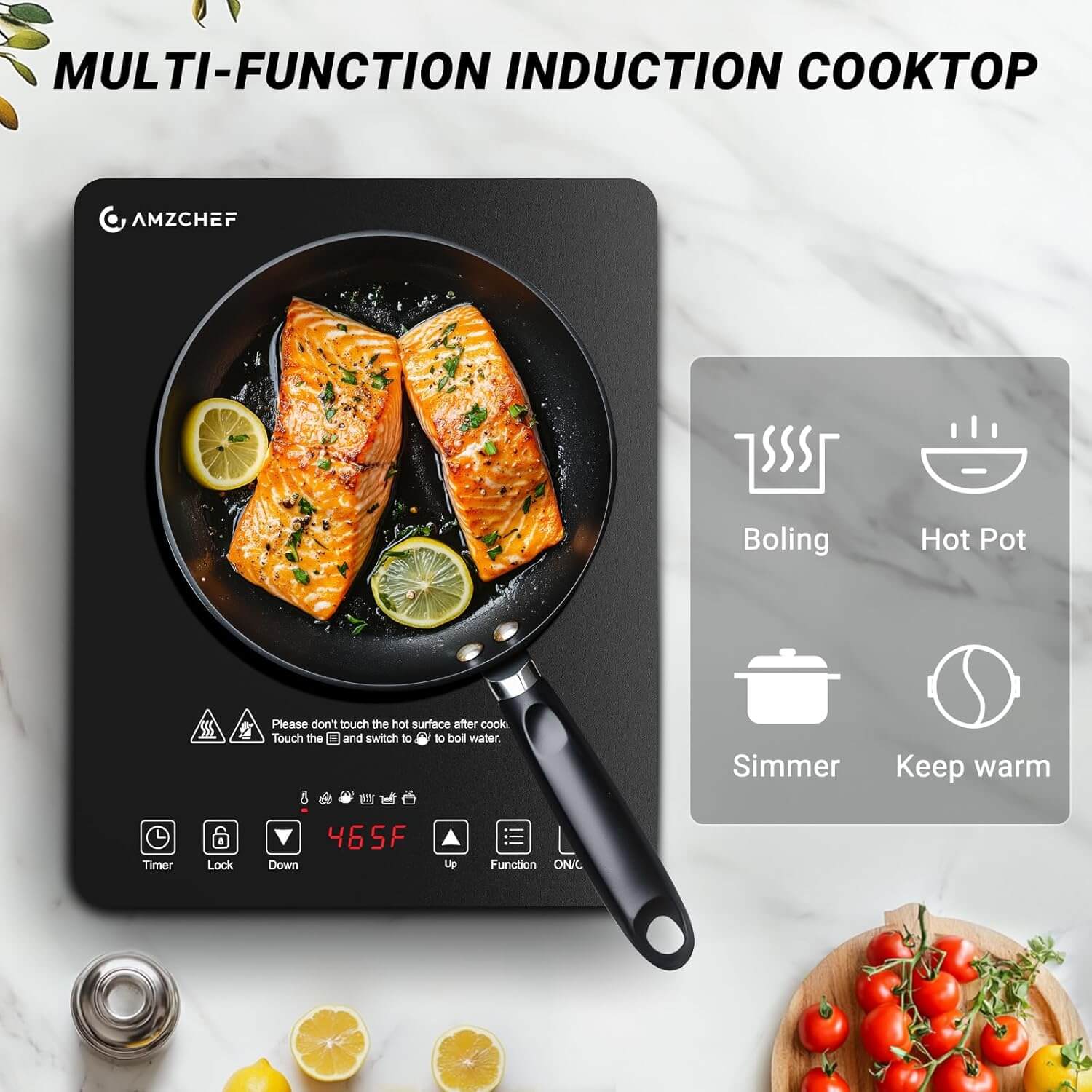 AMZCHEF Portable Induction Cooktop 20 Power Levels