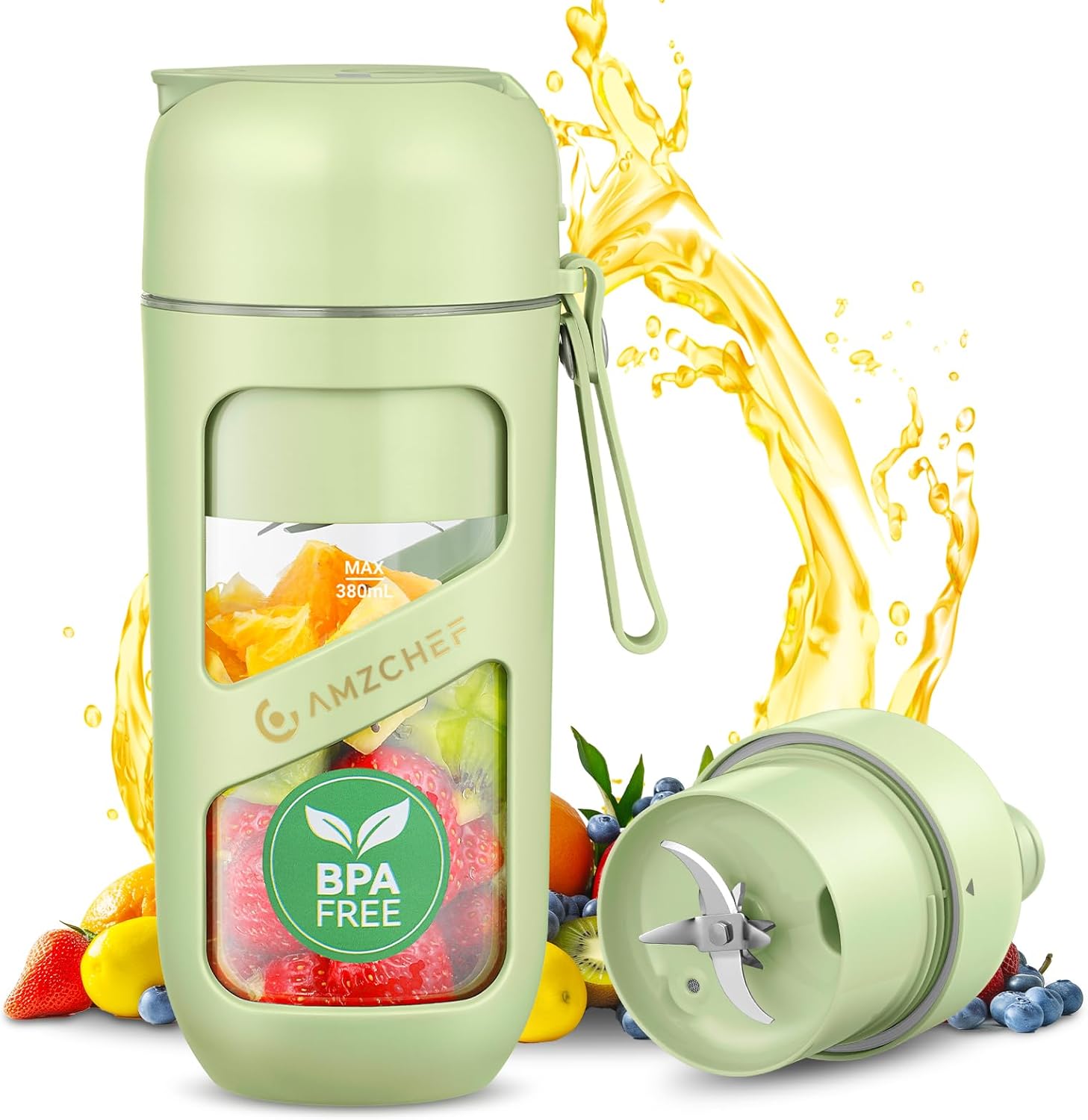 AMZCHEF Portable Blender with 10-Blade for Sports and Travel