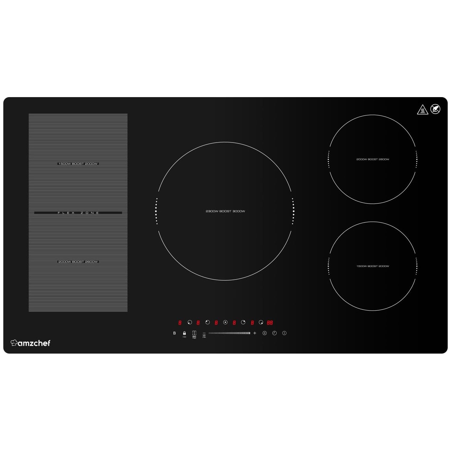 AMZCHEF 36 Inch Built-in Induction Cooktop 5 Boost Burner Including Flexi Zone