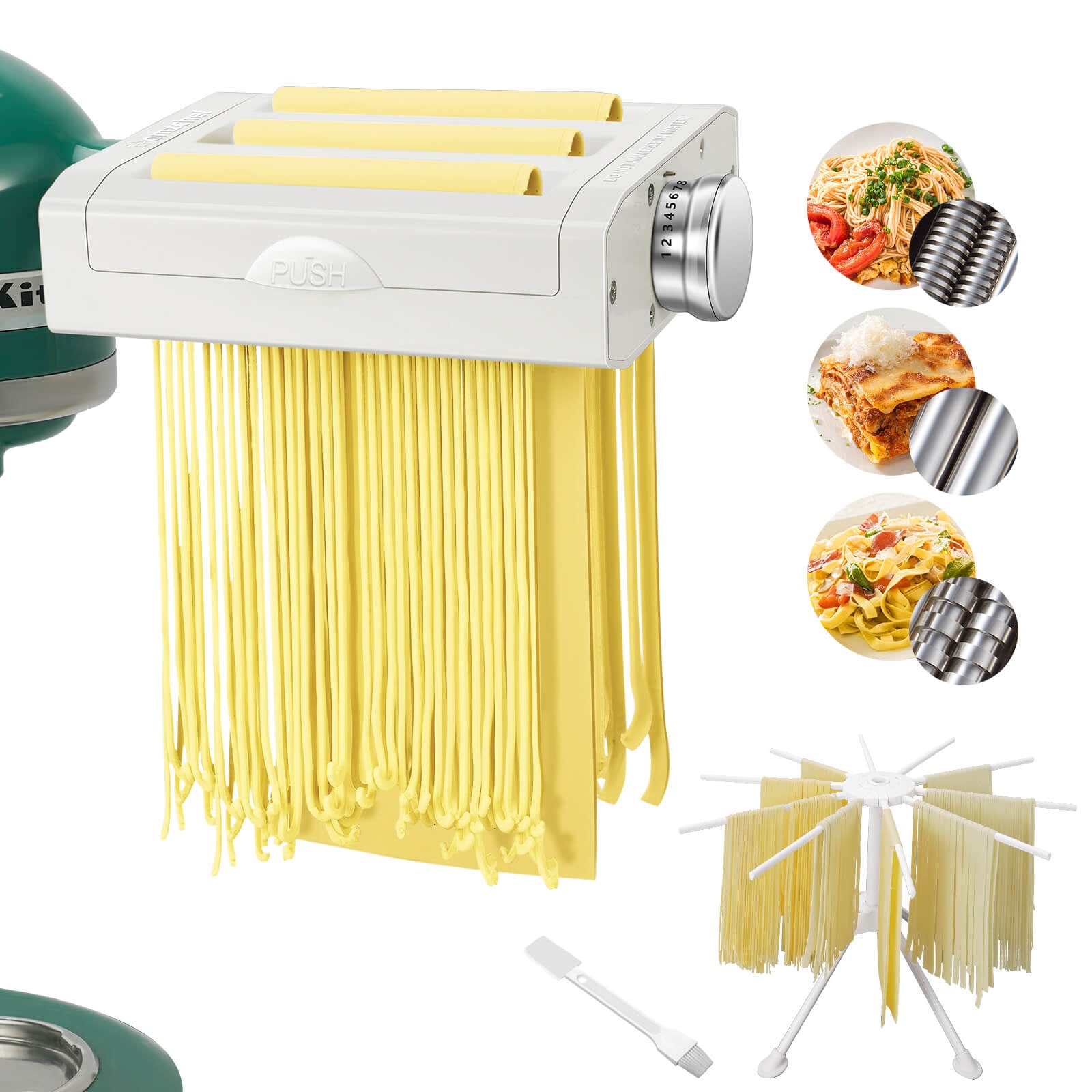 Amzchef 3-in-1 Pasta Maker Attachments Set for Kitchenaid Mixers