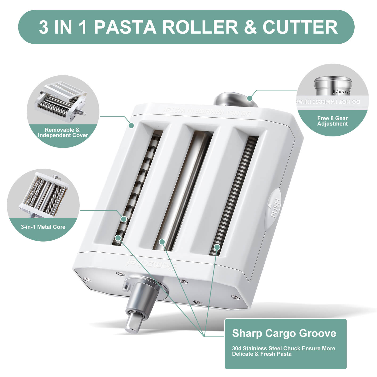 Amzchef 3-in-1 Pasta Maker Attachments Set for Kitchenaid Mixers
