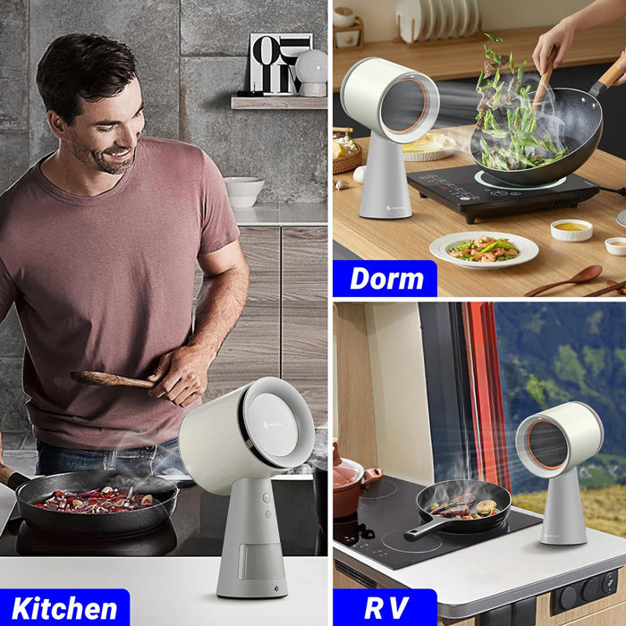 AMZCHEF Mini Portable Range Hood with 3 Speed Adjustment-White Color