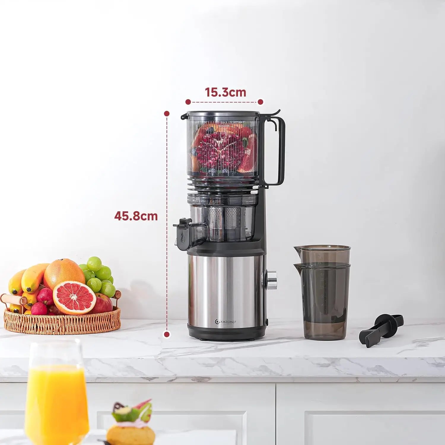 AMZCHEF Cold Press Juicer Machine With 6" Extra-Wide Feed Chute For Family