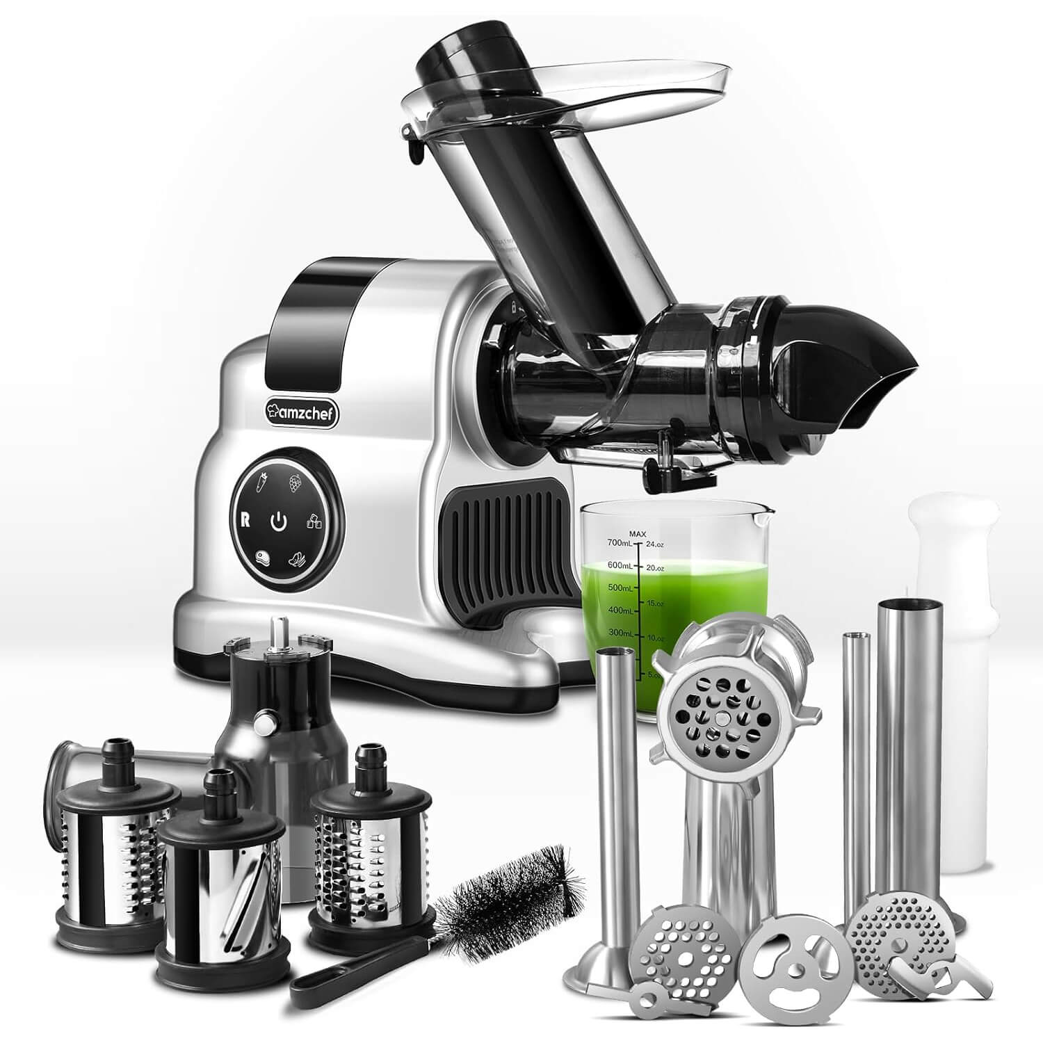 AMZCHEF Slow Juicer Machines 5 in 1 Slow Masticating Juicer with Accessories