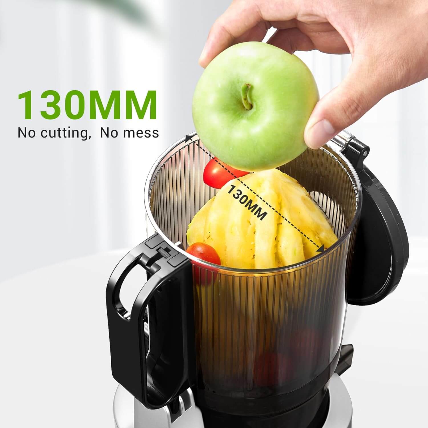 AMZCHEF Masticating Juicer 5.3-Inch Self-Feeding Silver