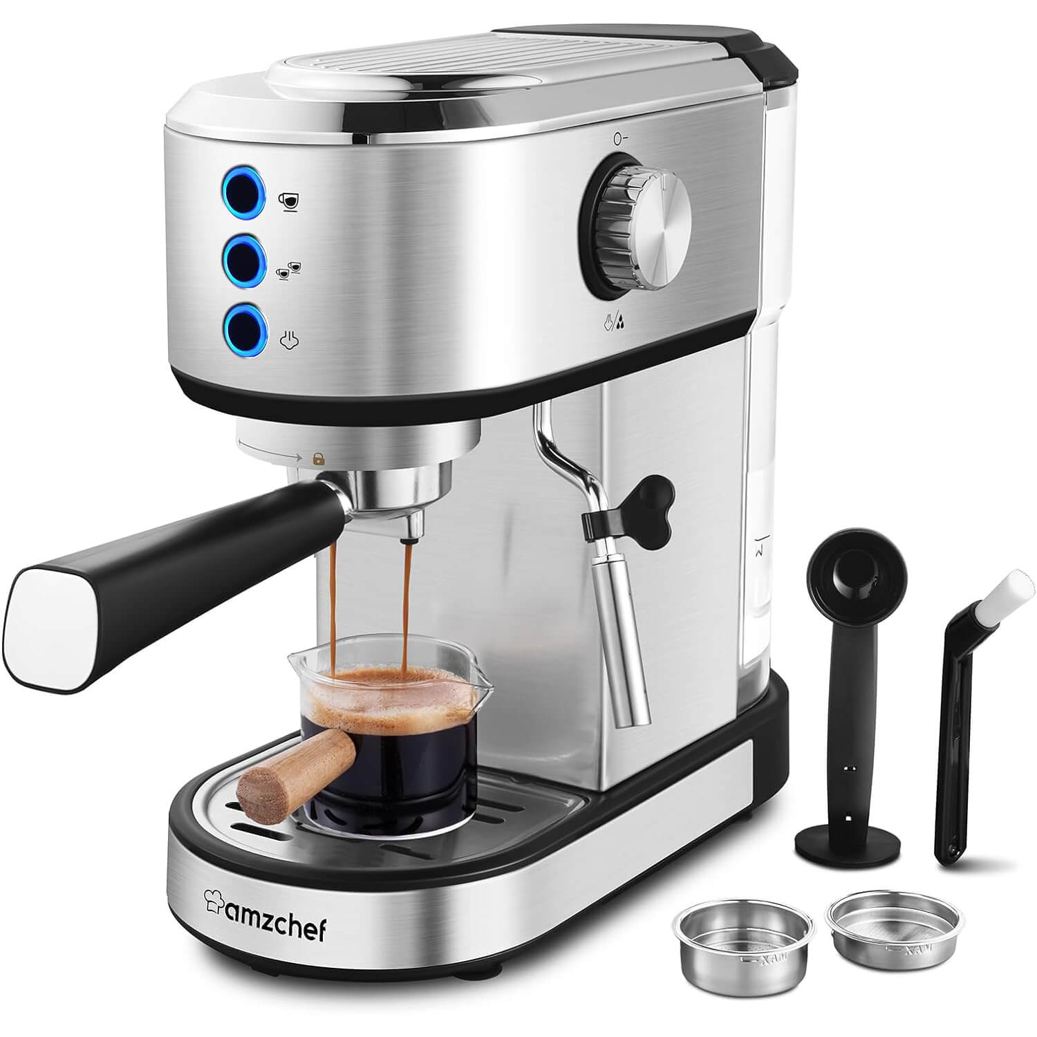 20Bar Coffee Machine Maker Espresso Cups Semi Automatic Household Steam  Milk Frother
