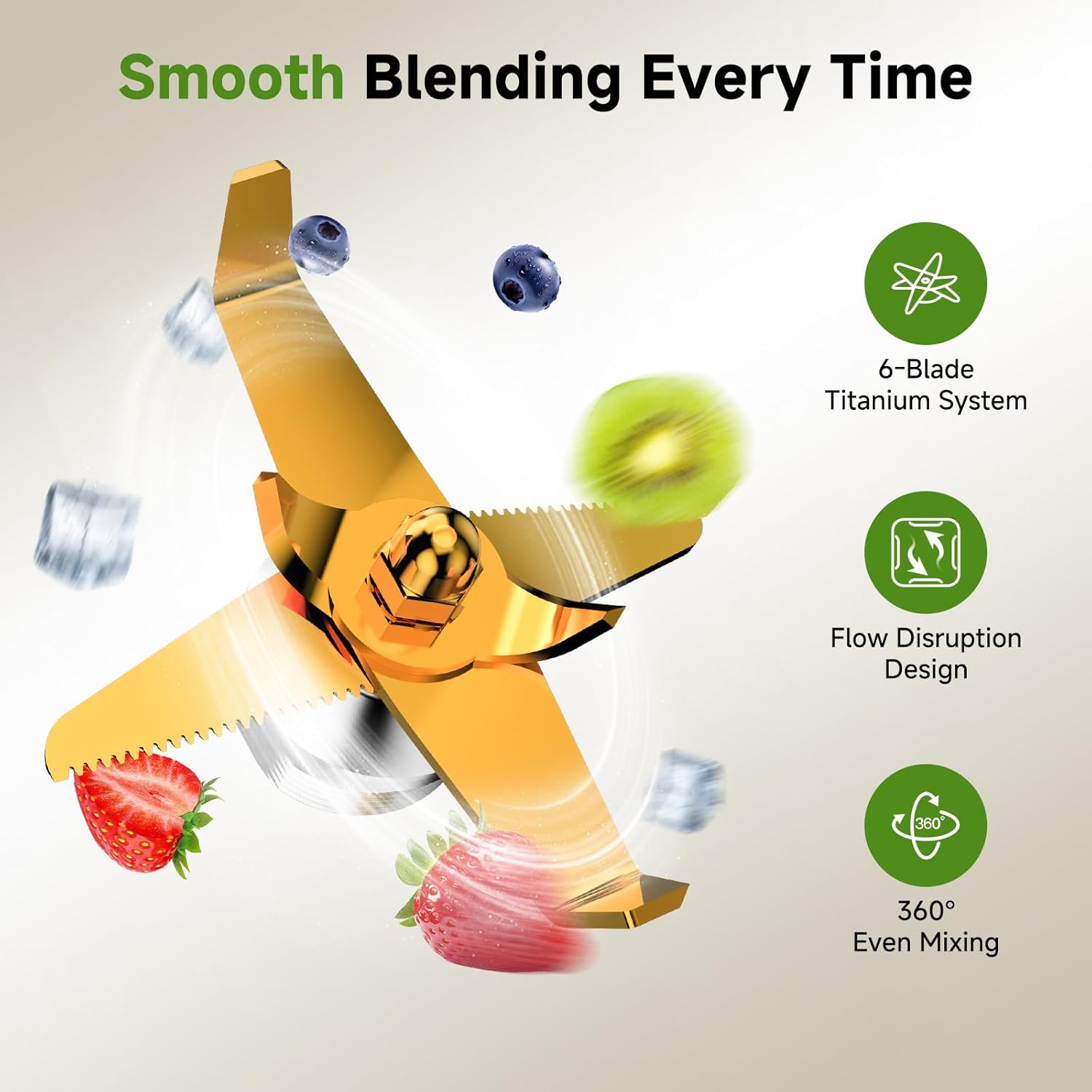Amzchef 1800W Countertop Blender with 6-Blade | 68oz BPA-Free Pitcher
