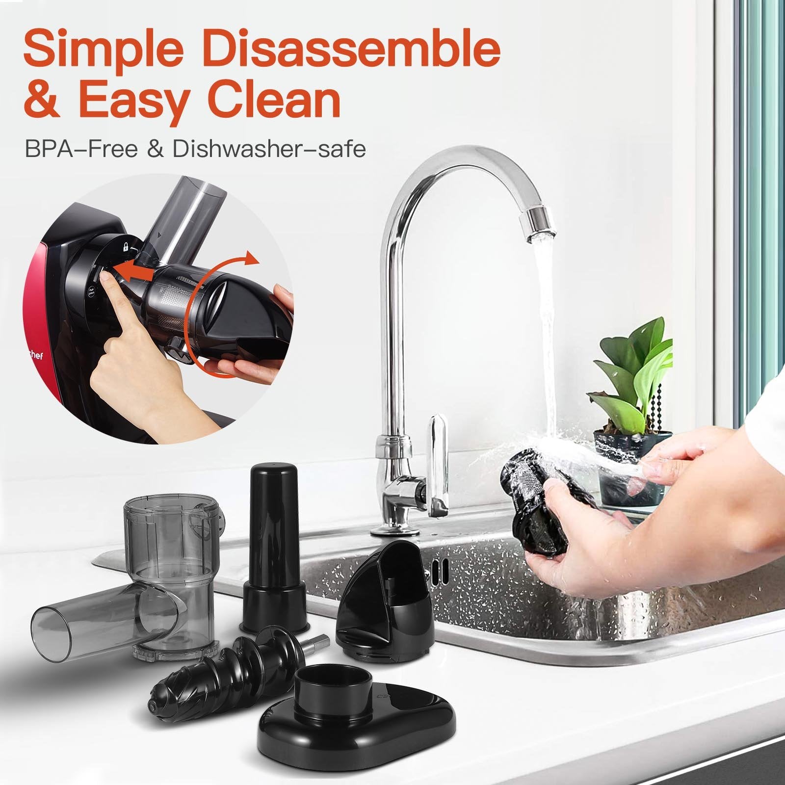 AMZCHEF Slow Juicer JS3005 Red