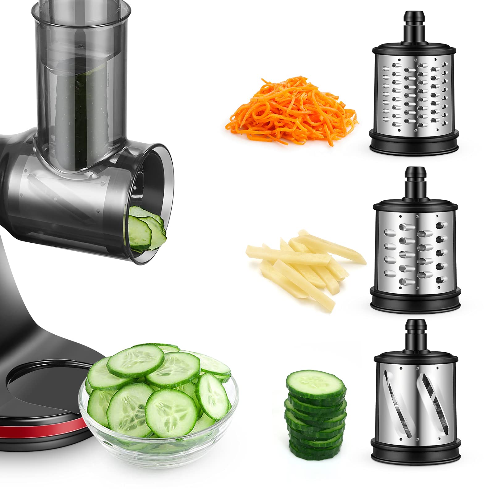 AMZCHEF Slow Juicer food slicers cheese grater attachment