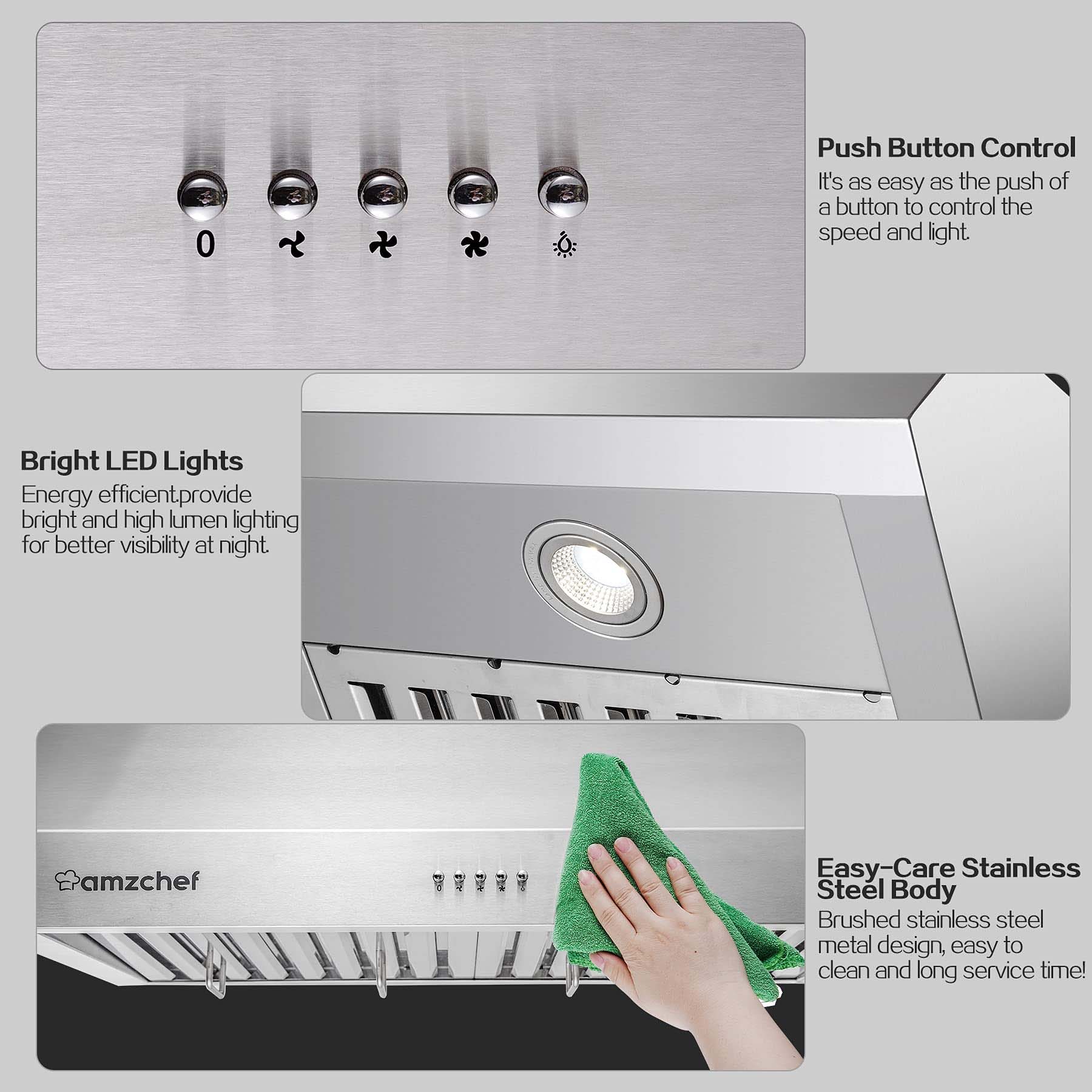 AMZCHEF Wall Mount Range Hoods 30 inch Button 2