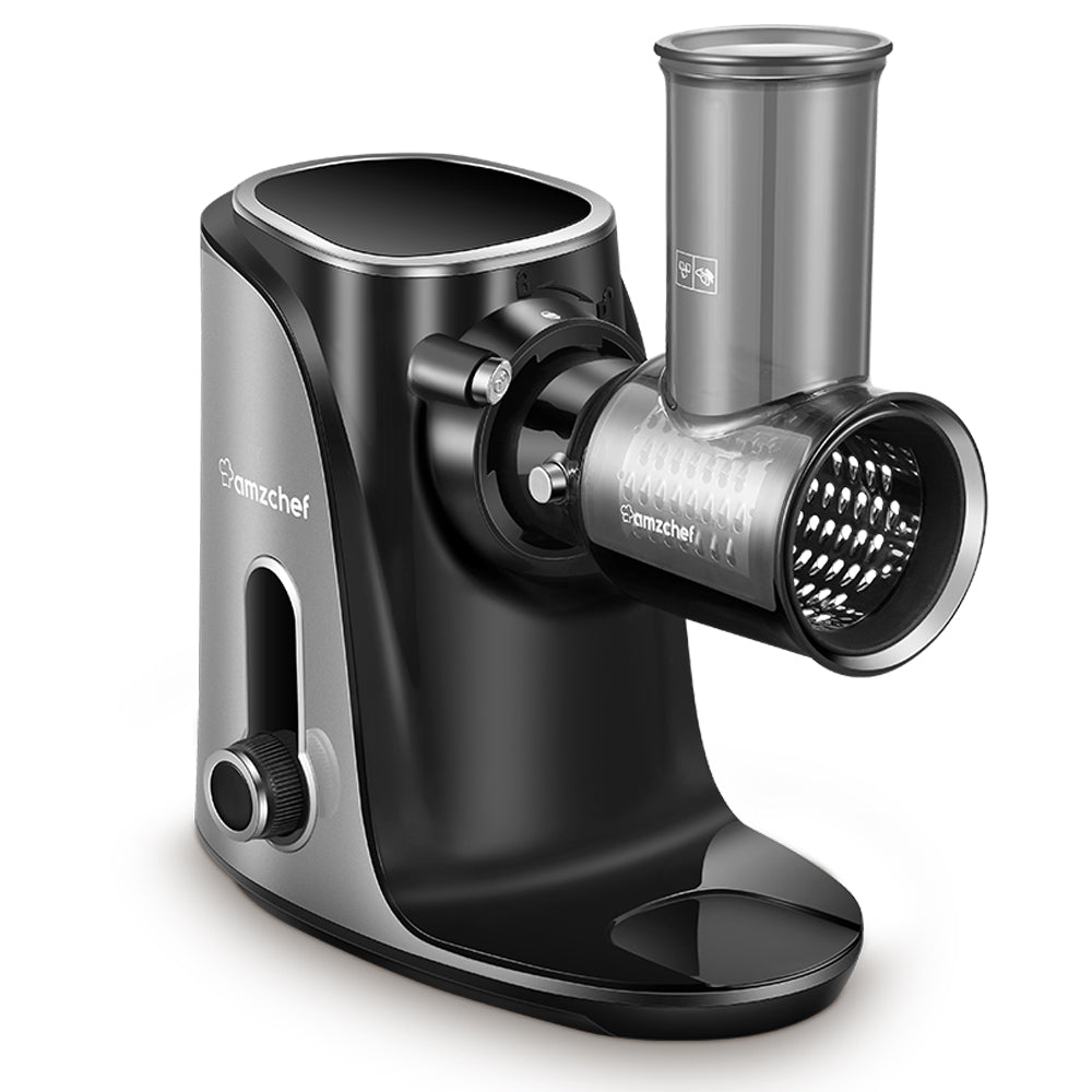 AMZCHEF Slow Masticating Juicer Extractor, Cold Press Juicer with Two Speed Modes, 2 Travel bottles(500ML),LED display, Easy to Clean Brush & Quiet Motor for Vegetables&Fruits,Gray