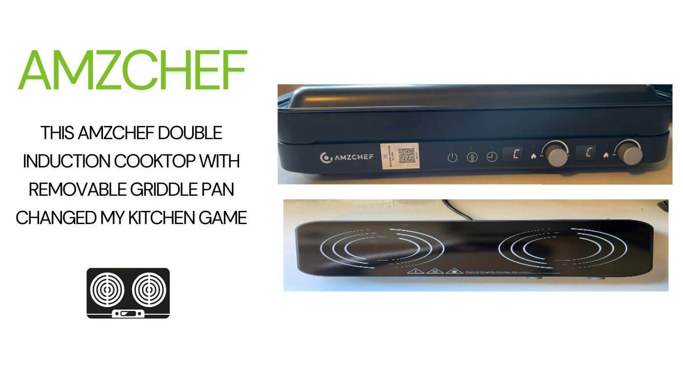 This AMZCHEF Double Induction Cooktop with Removable Griddle Pan