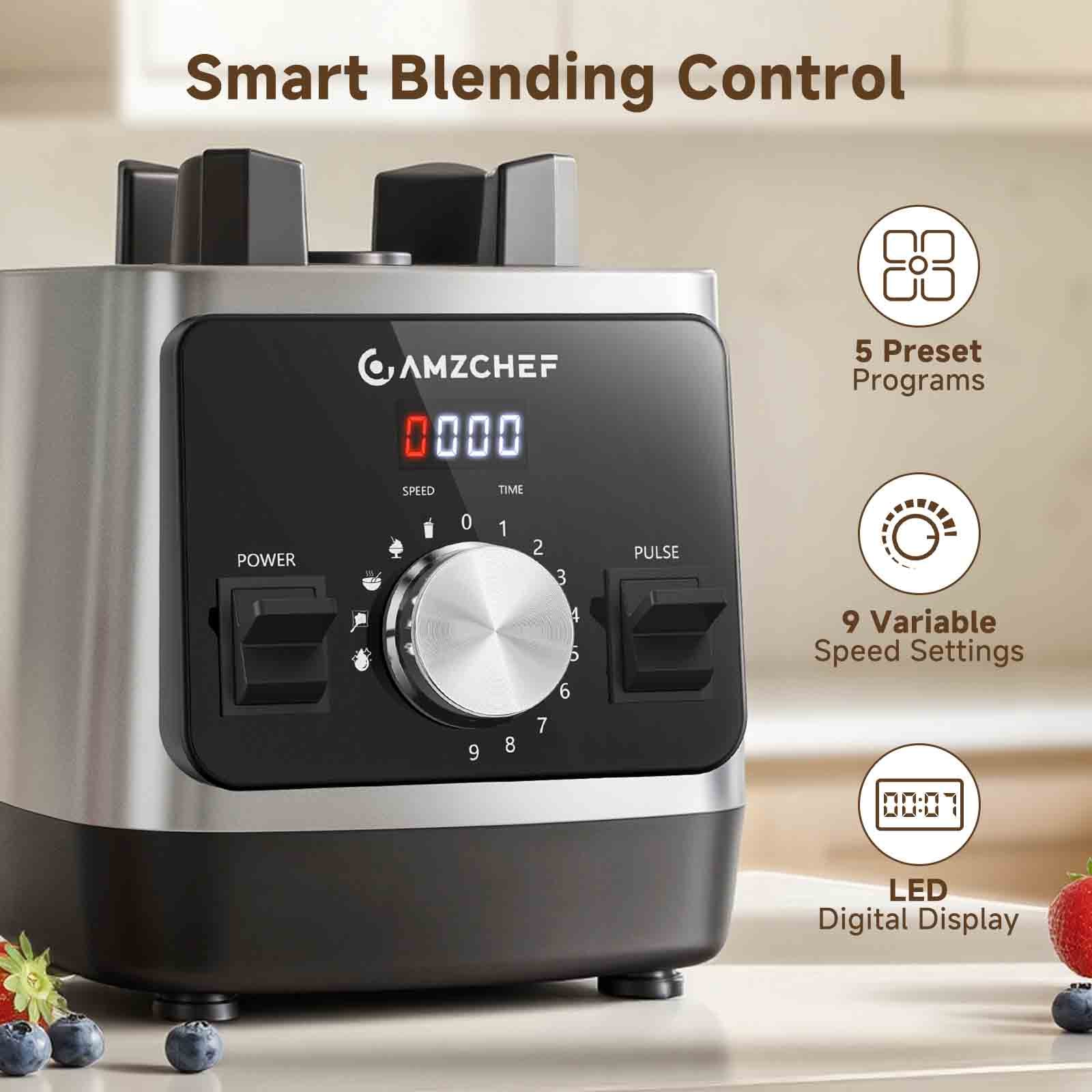 Amzchef 1800W Countertop Blender with 6-Blade | 68oz BPA-Free Pitcher