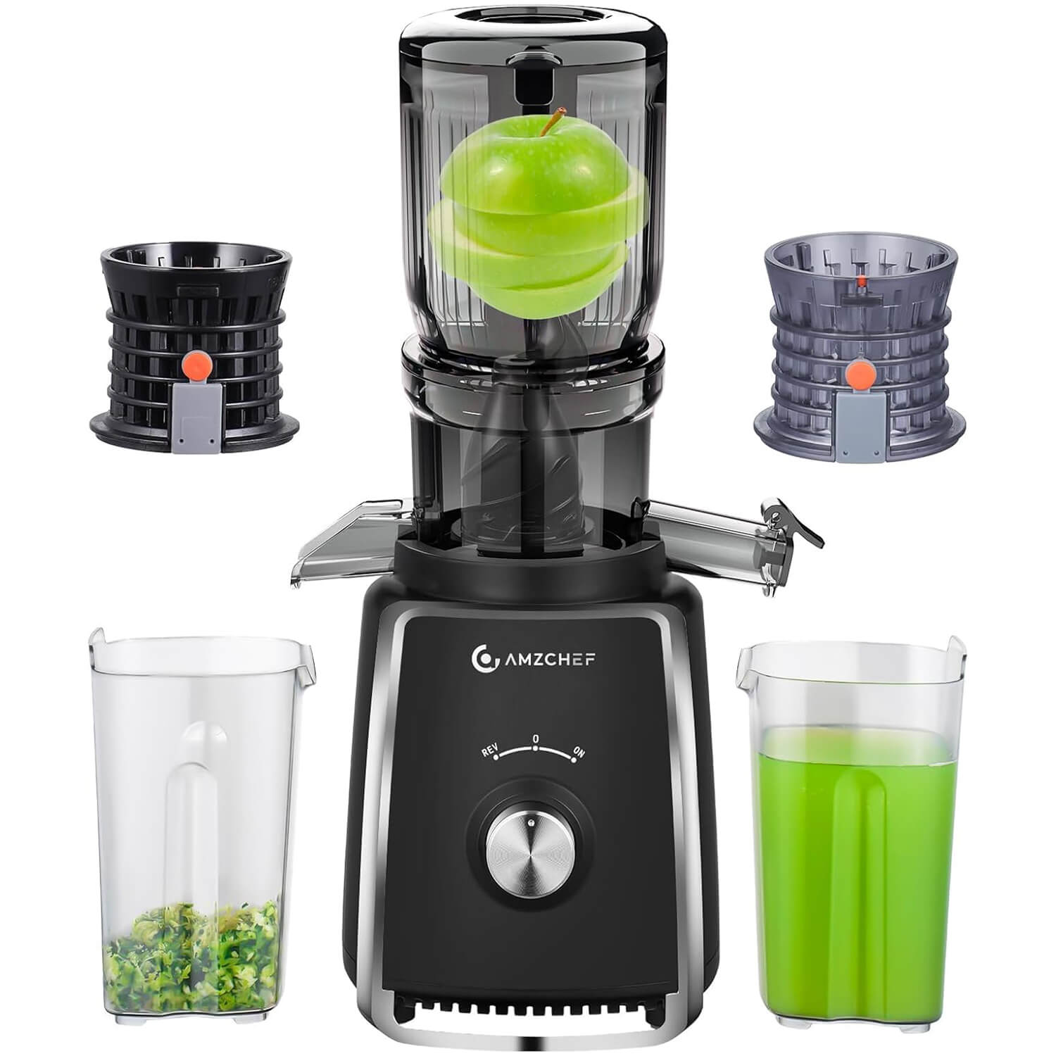 AMZCHEF Cold Press Juicer Machines 4.5-inch Wide Feeding Chute 