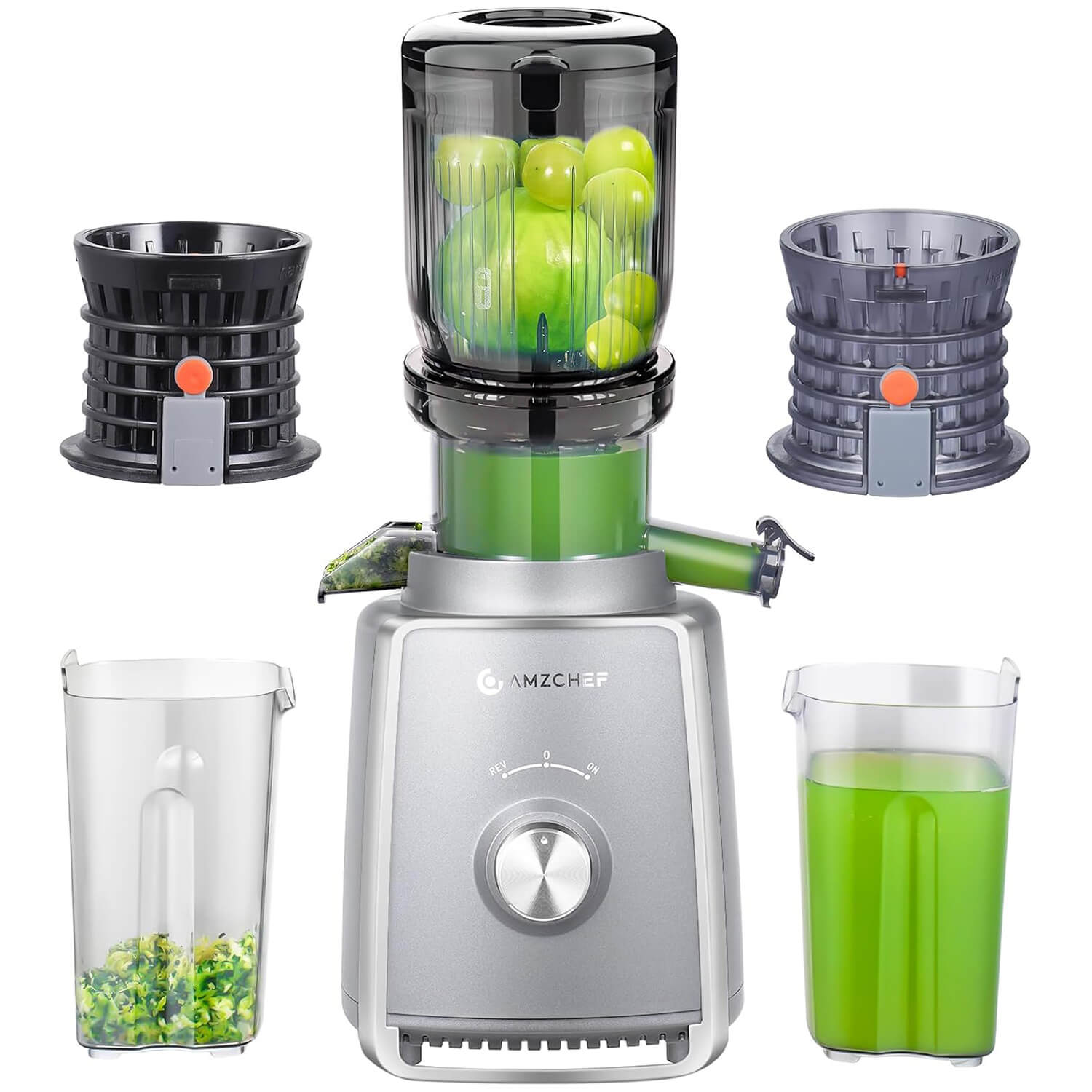 AMZCHEF Cold Press Juicer Machines 4.5-inch Wide Feeding Chute 