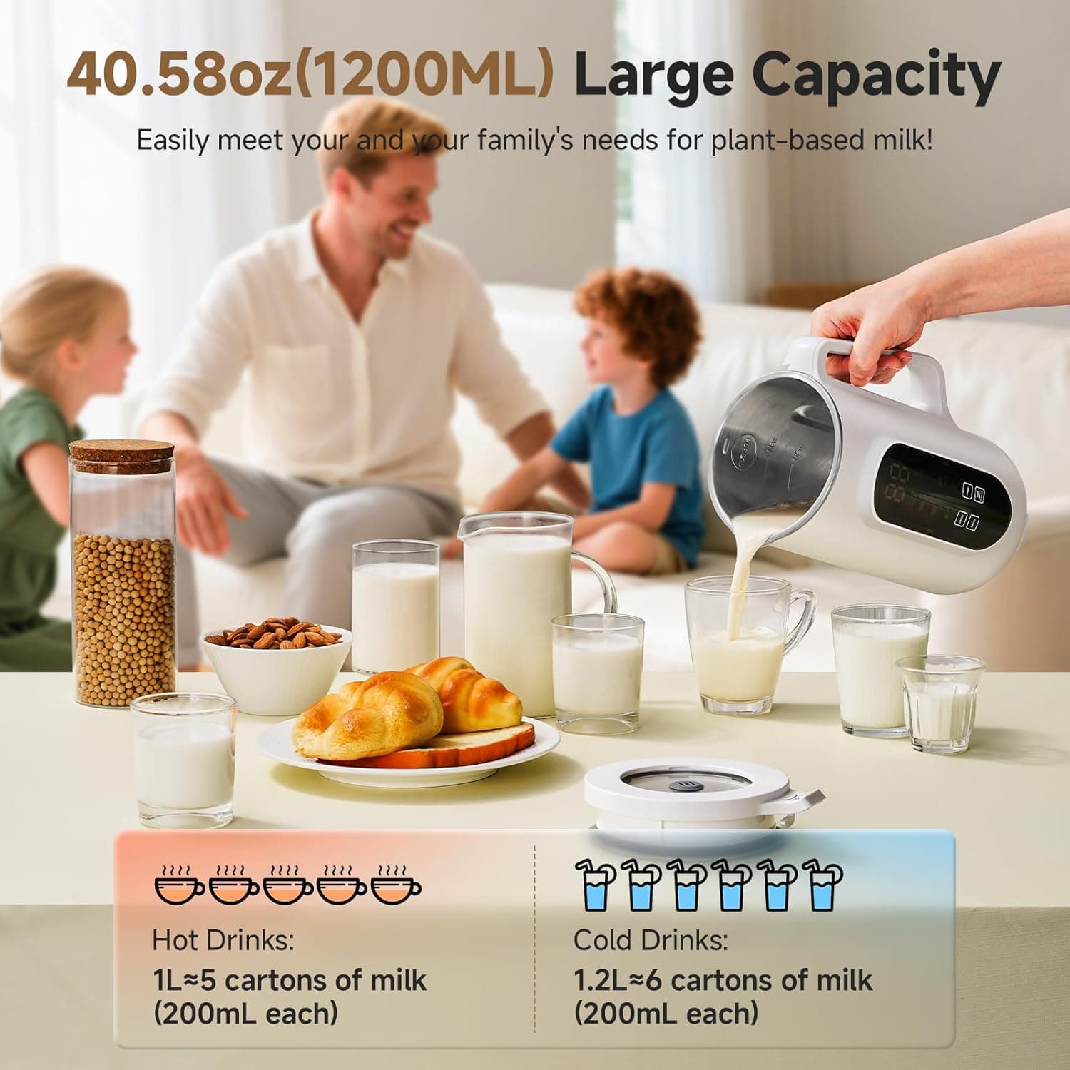 Family enjoying plant-based milk 
