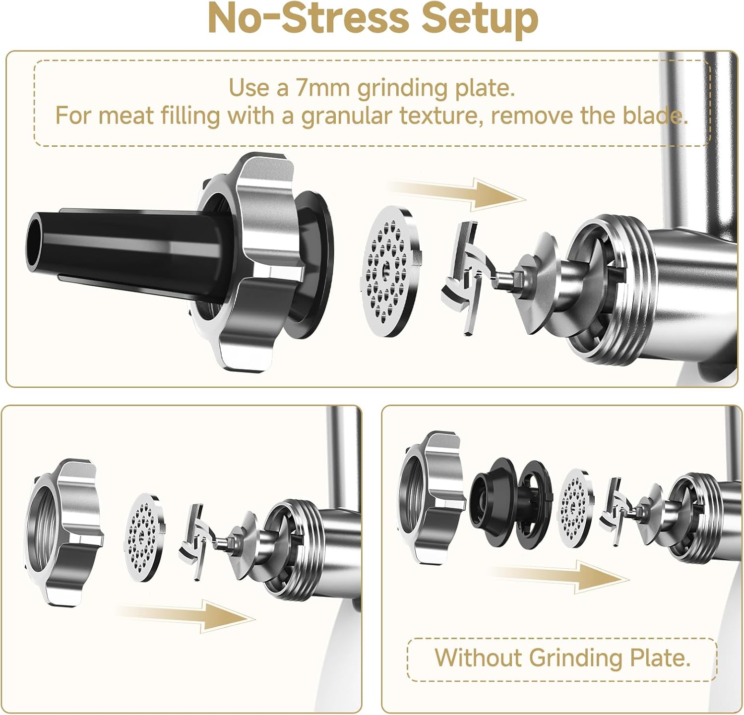 AMZCHEF 3-in-1 Electric Meat Grinder with Sausage Stuffer