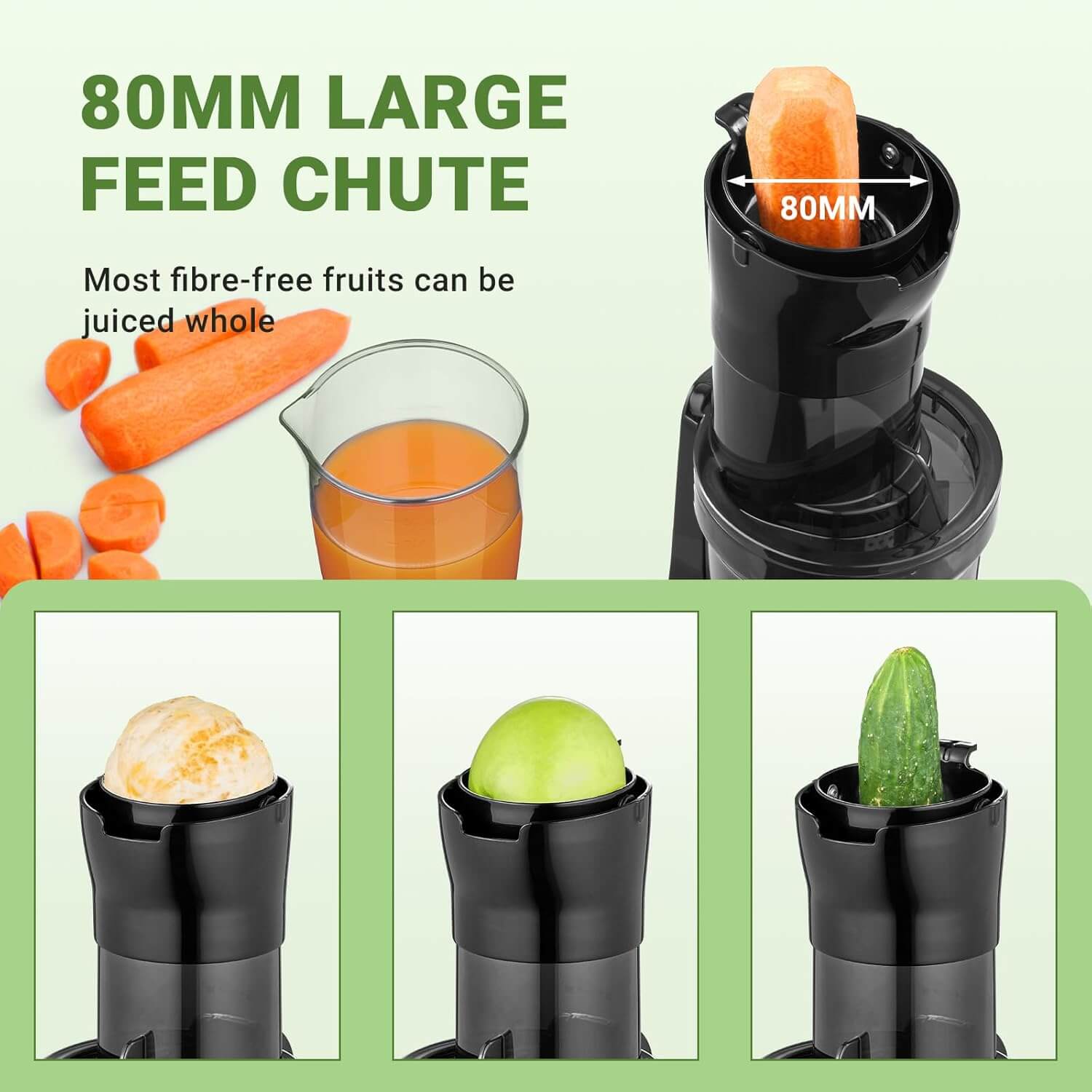 AMZCHEF Whole Fruit Juicer Machines 80MM Large Feeding Chute