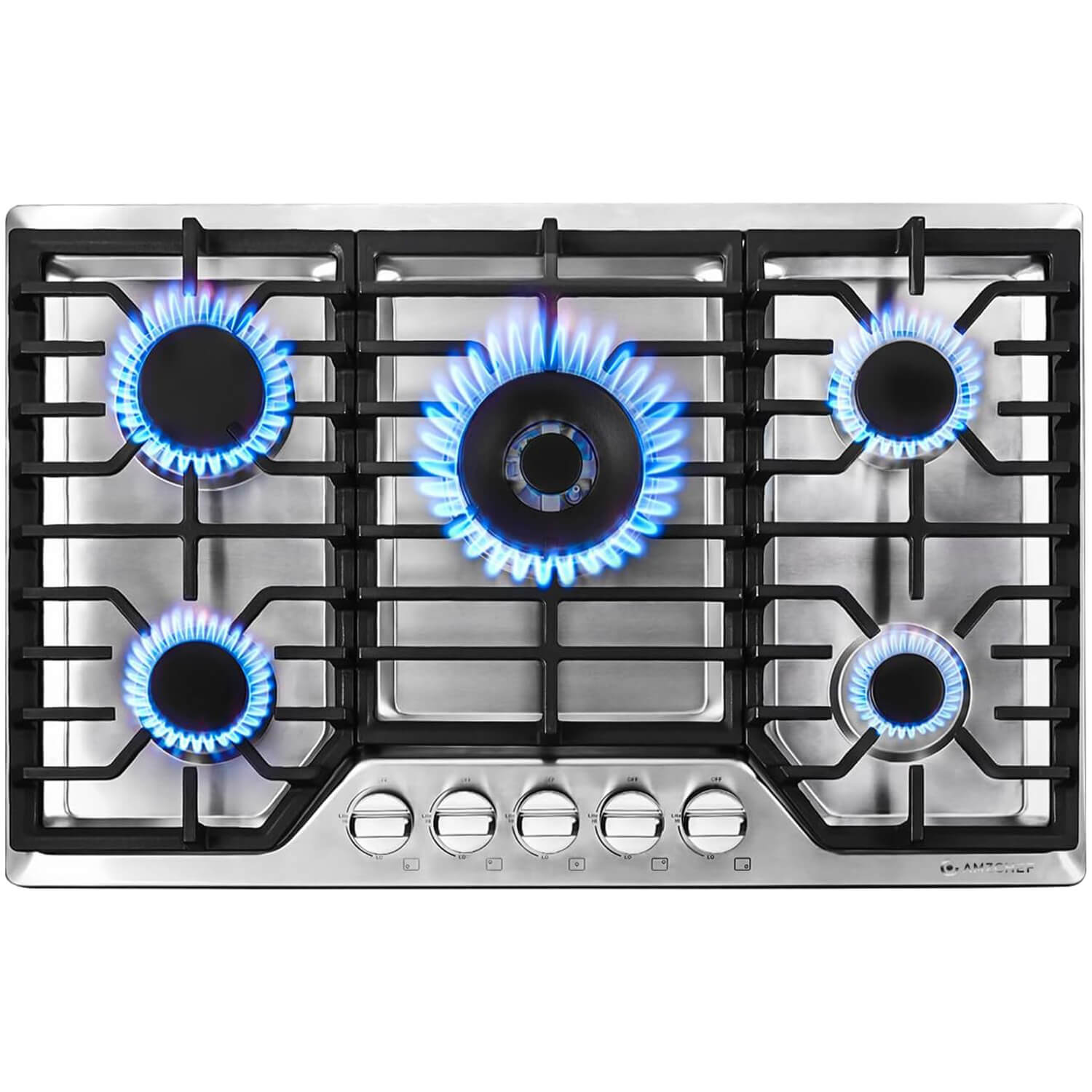 AMZCHEF 30 inch Gas Cooktop with 5 Made in Italy SABAF Power Burners