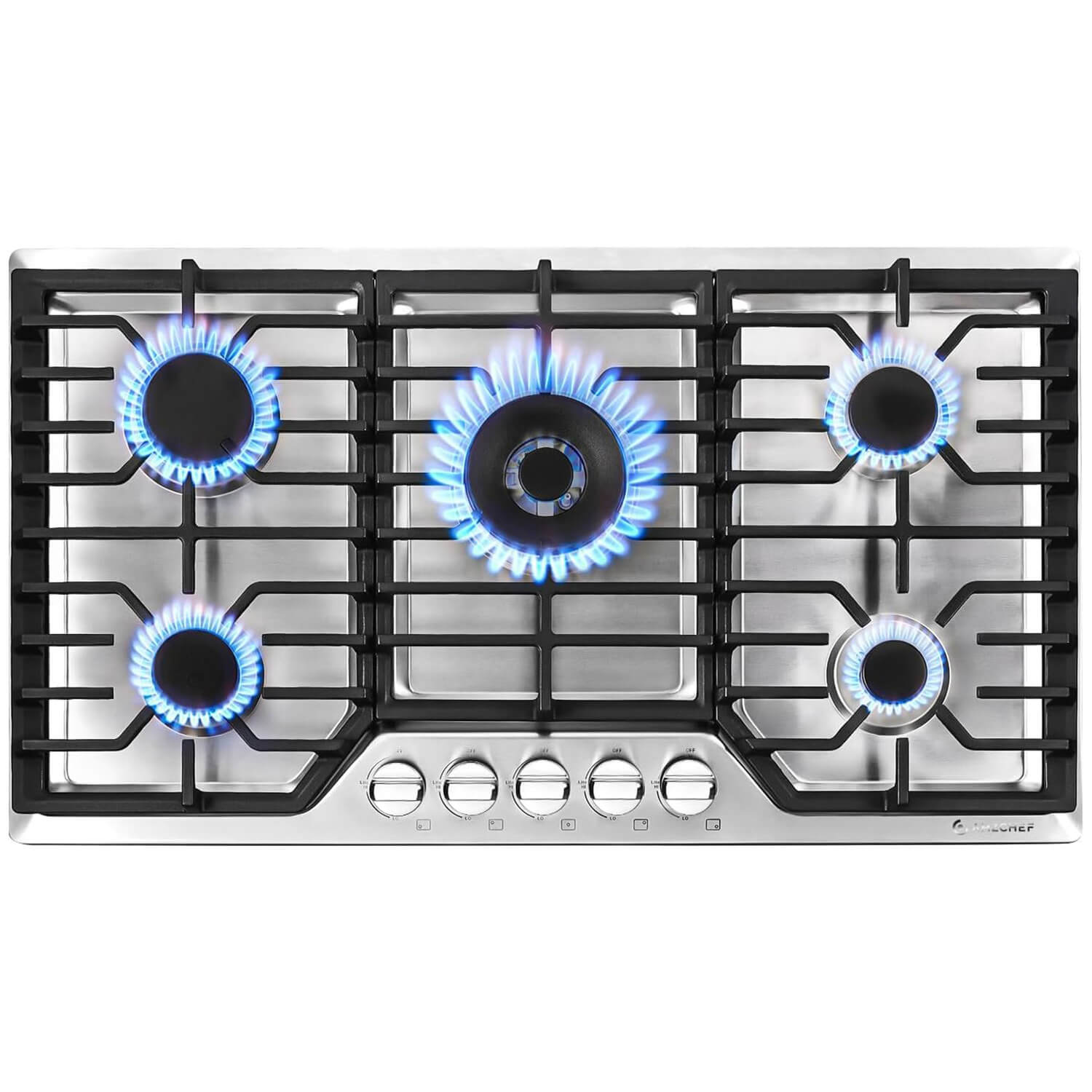 AMZCHEF 30 inch Gas Cooktop with 5 Made in Italy SABAF Power Burners