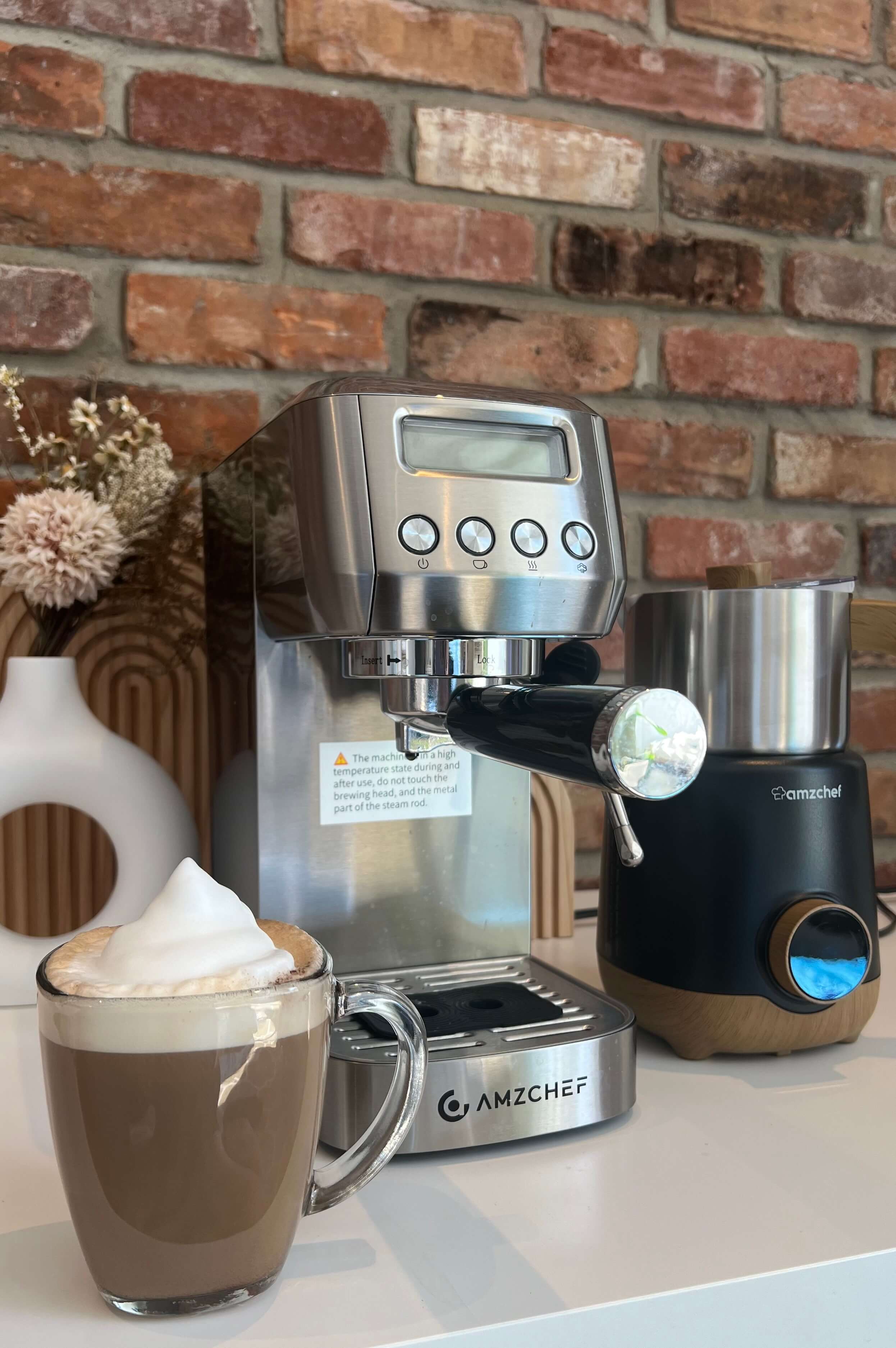 AMZCHEF Automatic Milk Frother Steamer for Coffee & Specialty Drinks