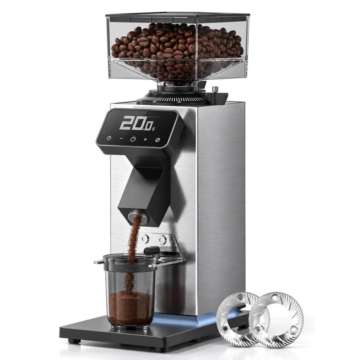 AMZCHEF 64mm Flat Burr Coffee Grinder