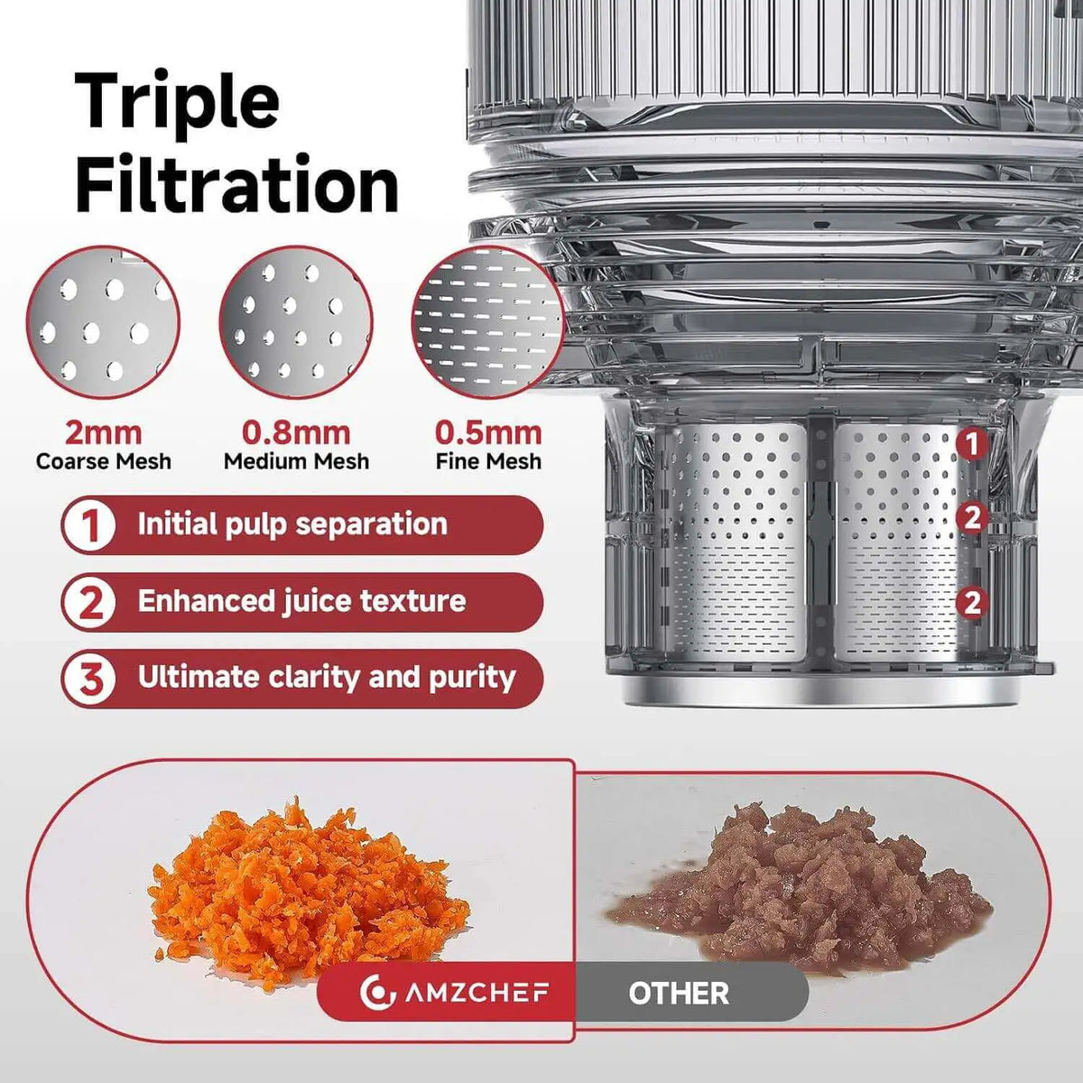 AMZCHEF Slow Masticating Juicer for Vegetables