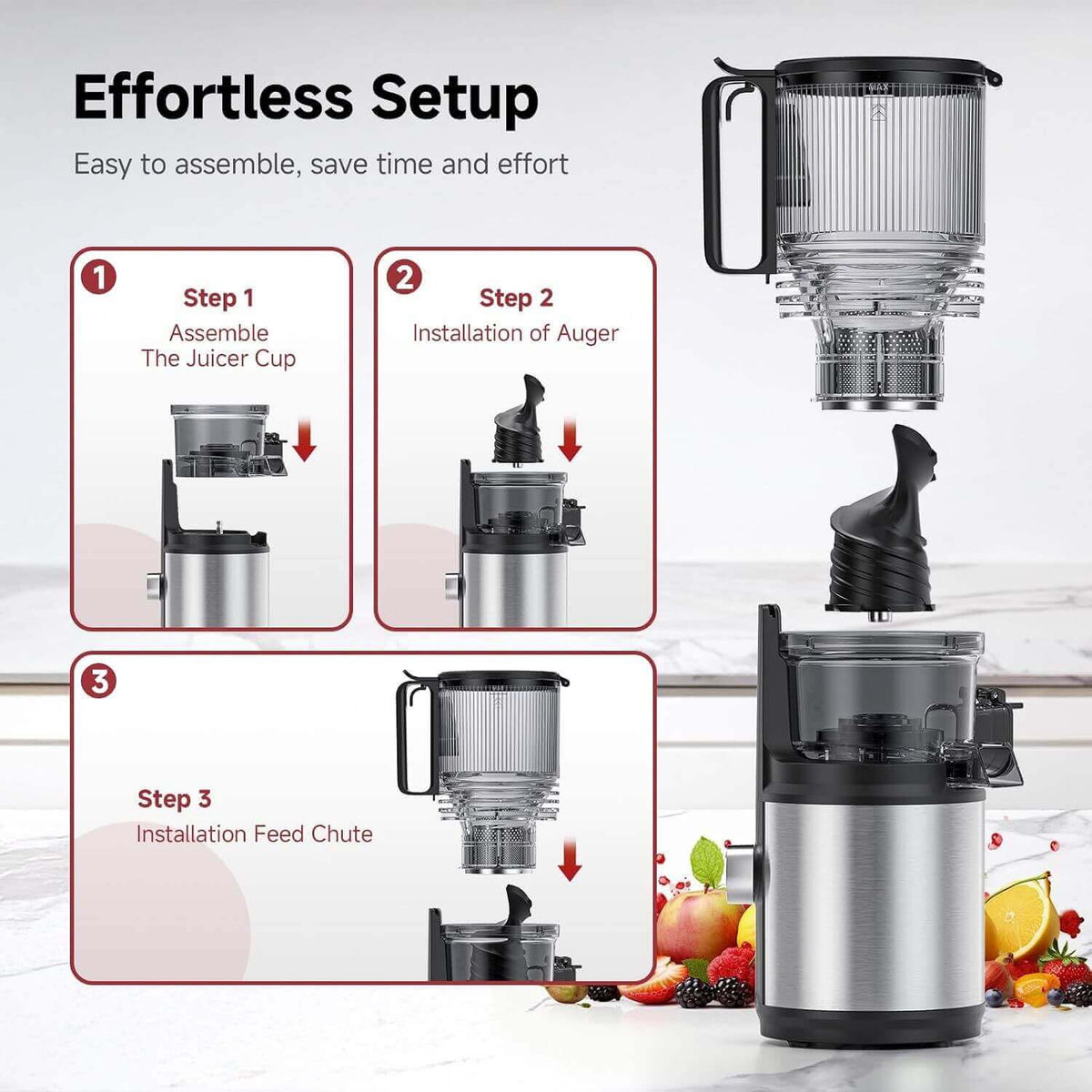 AMZCHEF Cold Press Juicer for Family