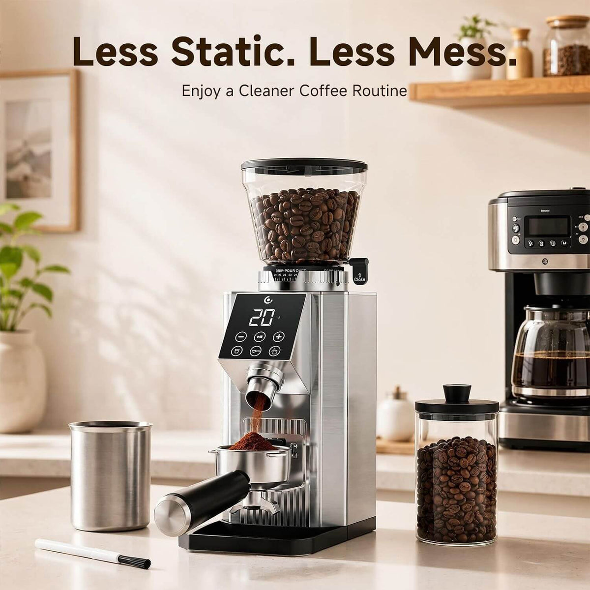 AMZCHEF Conical Burr Coffee Grinder 45 Settings Low Mess