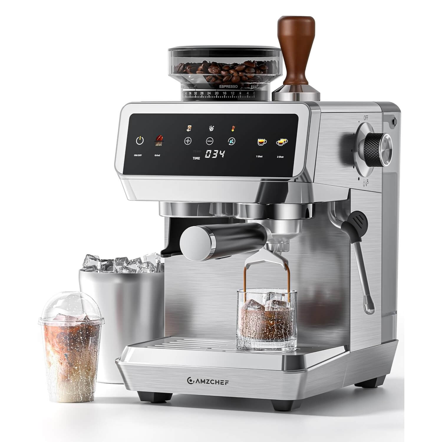 AMZCHEF Espresso Machine With Grinder