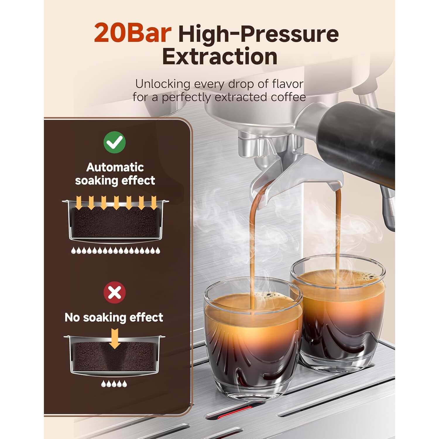 AMZCHEF Espresso Machine With 44 Grind Settings