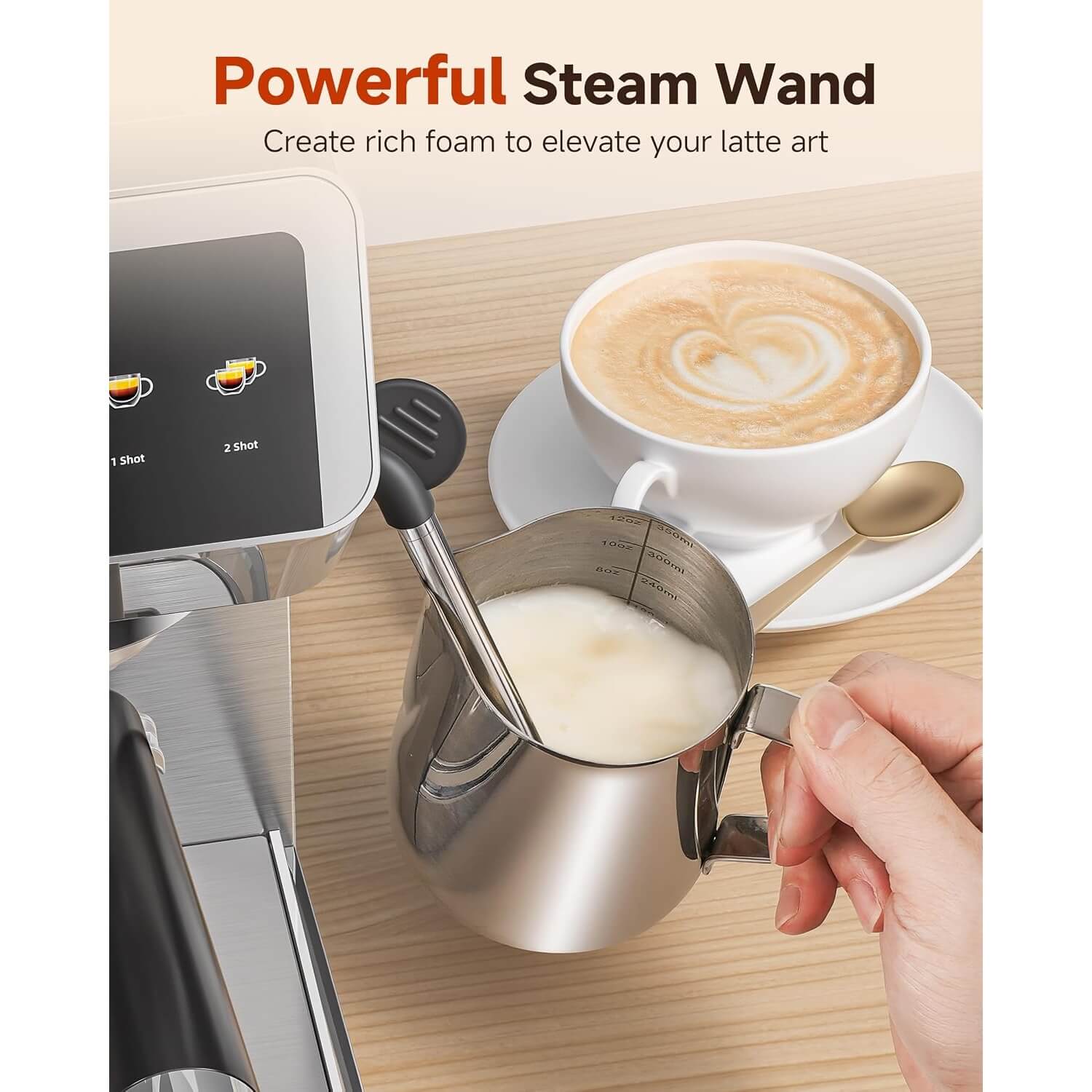 AMZCHEF Espresso Machine Adjustable Temperature Control