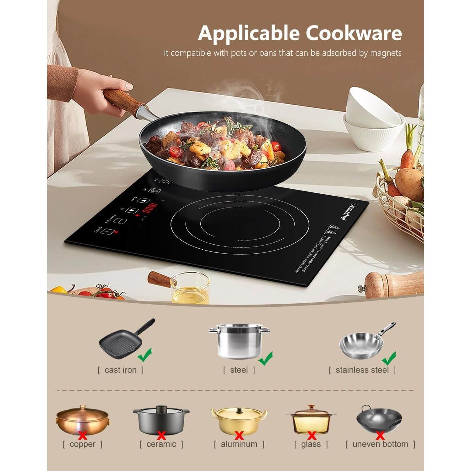 AMZCHEF Induction Cooktop Portable 1800W for RV