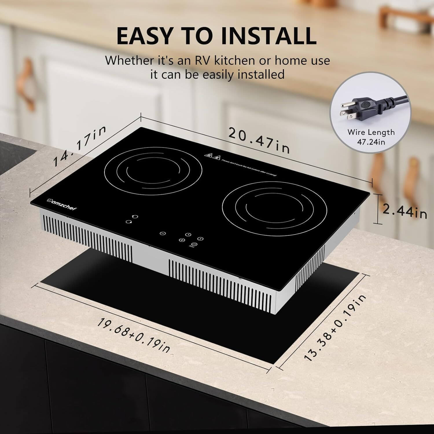AMZCHEF Induction Stove Top 2 Burners 1800W for RV