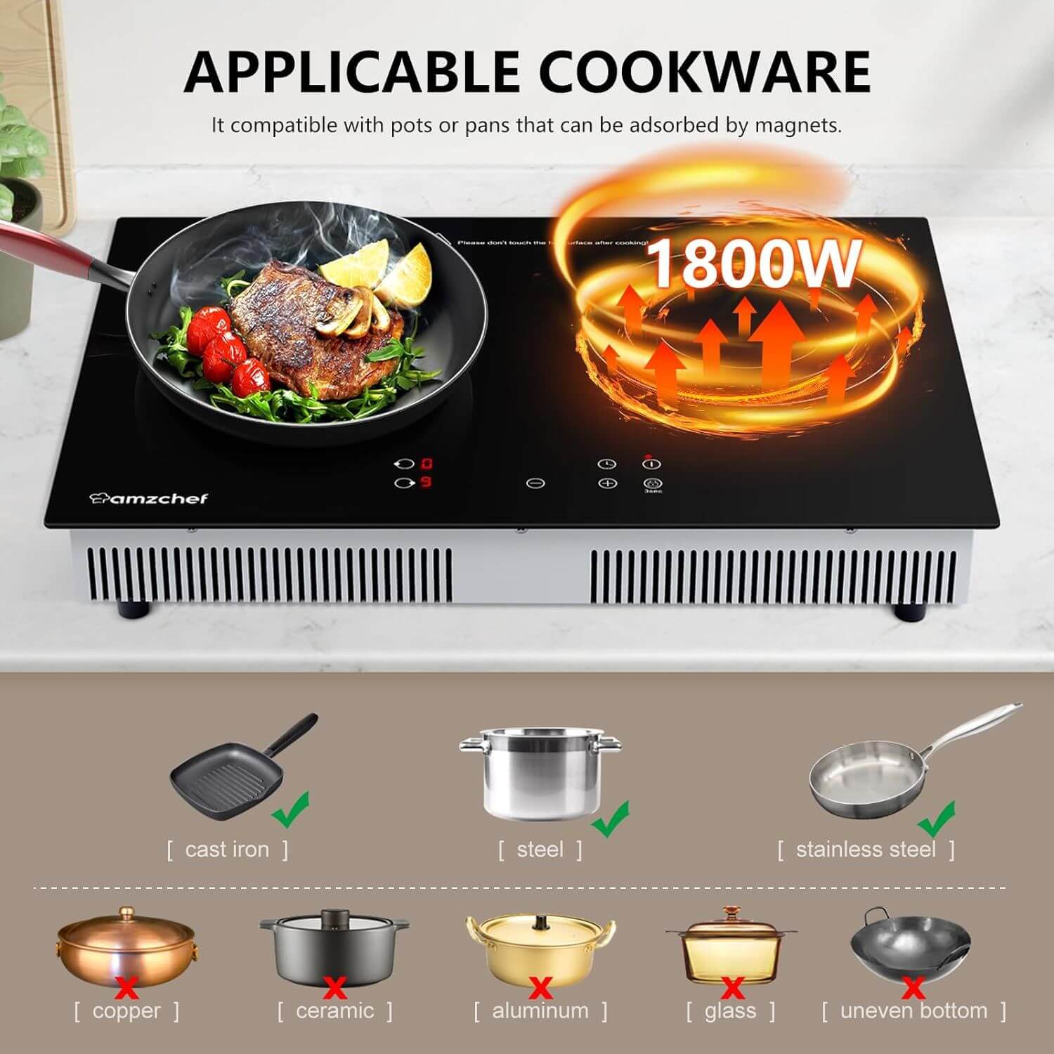 Amzchef Electric cook 2024 top induction cooker