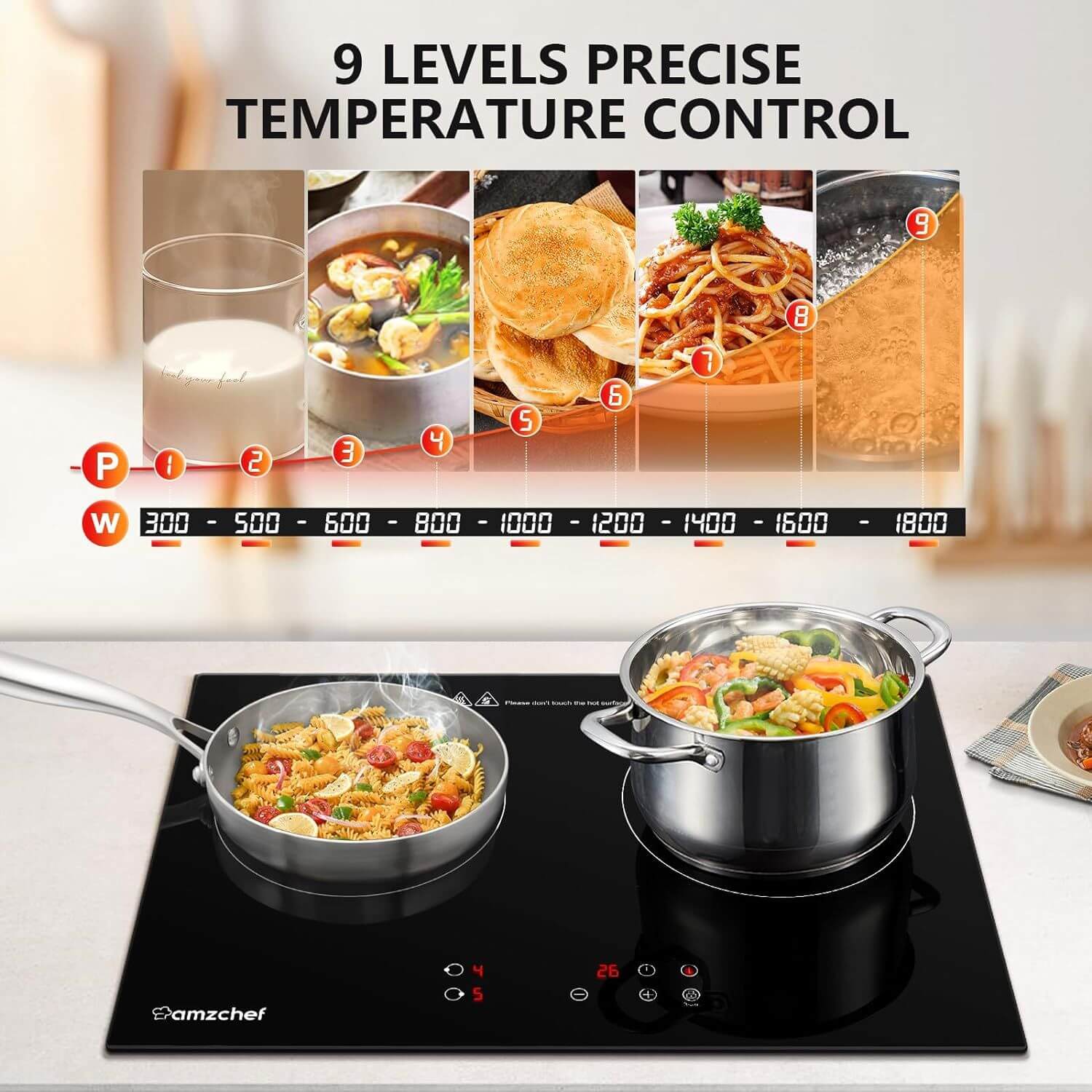 AMZCHEF Induction Stove Top 2 Burners 1800W for RV